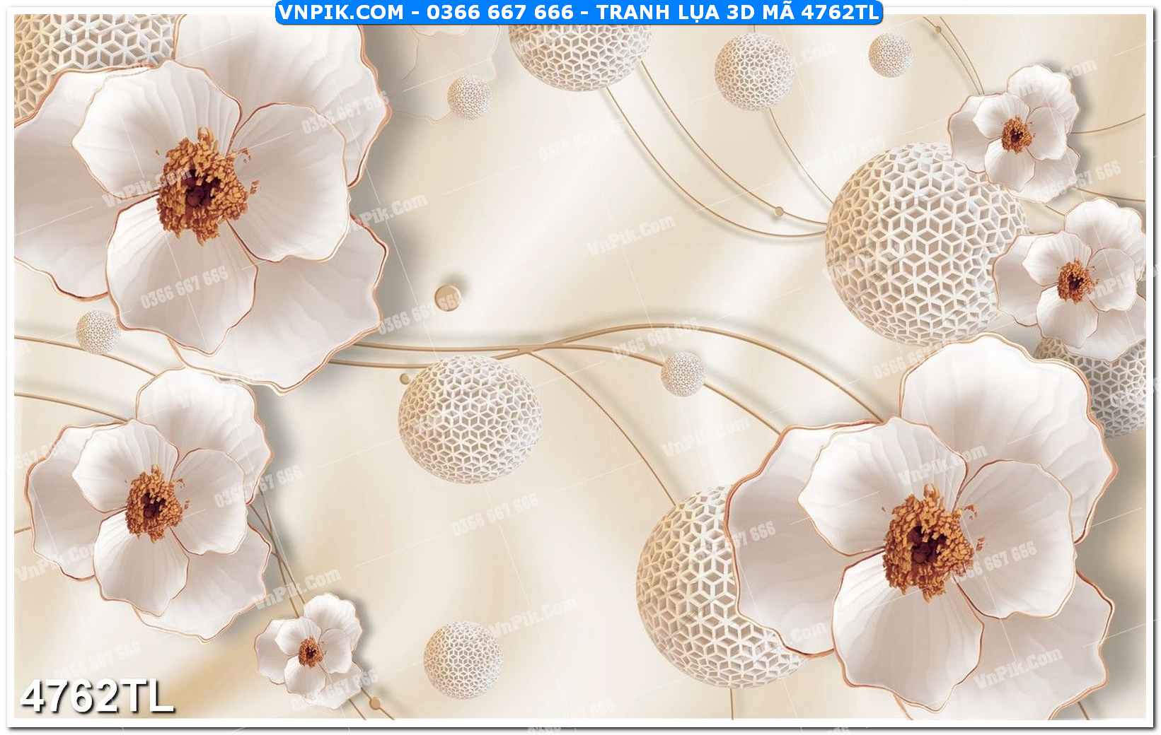 Tranh lụa 3D – Tranh trang trí dán tường 4762TL