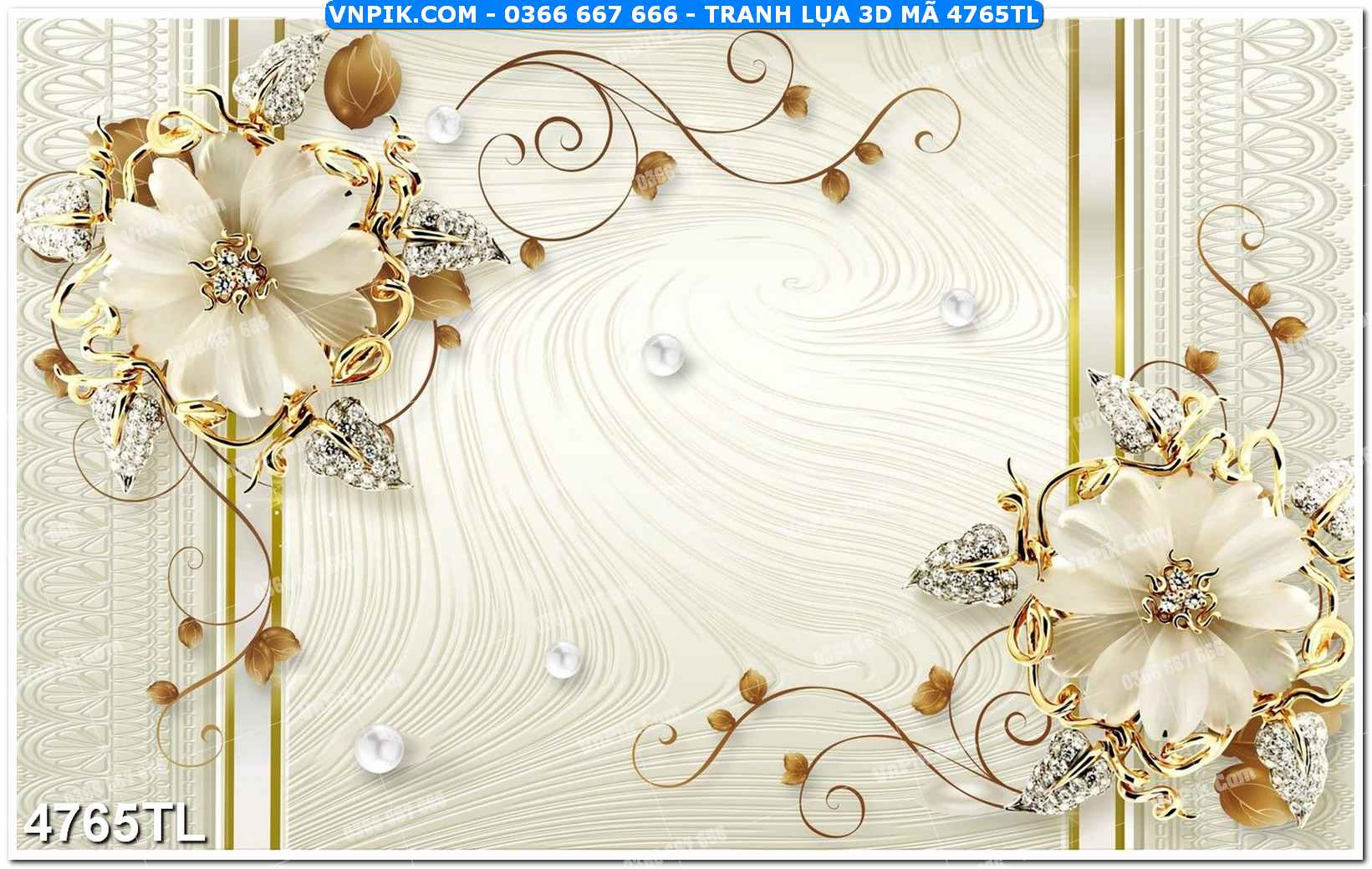 Tranh lụa 3D – Tranh trang trí dán tường 4765TL