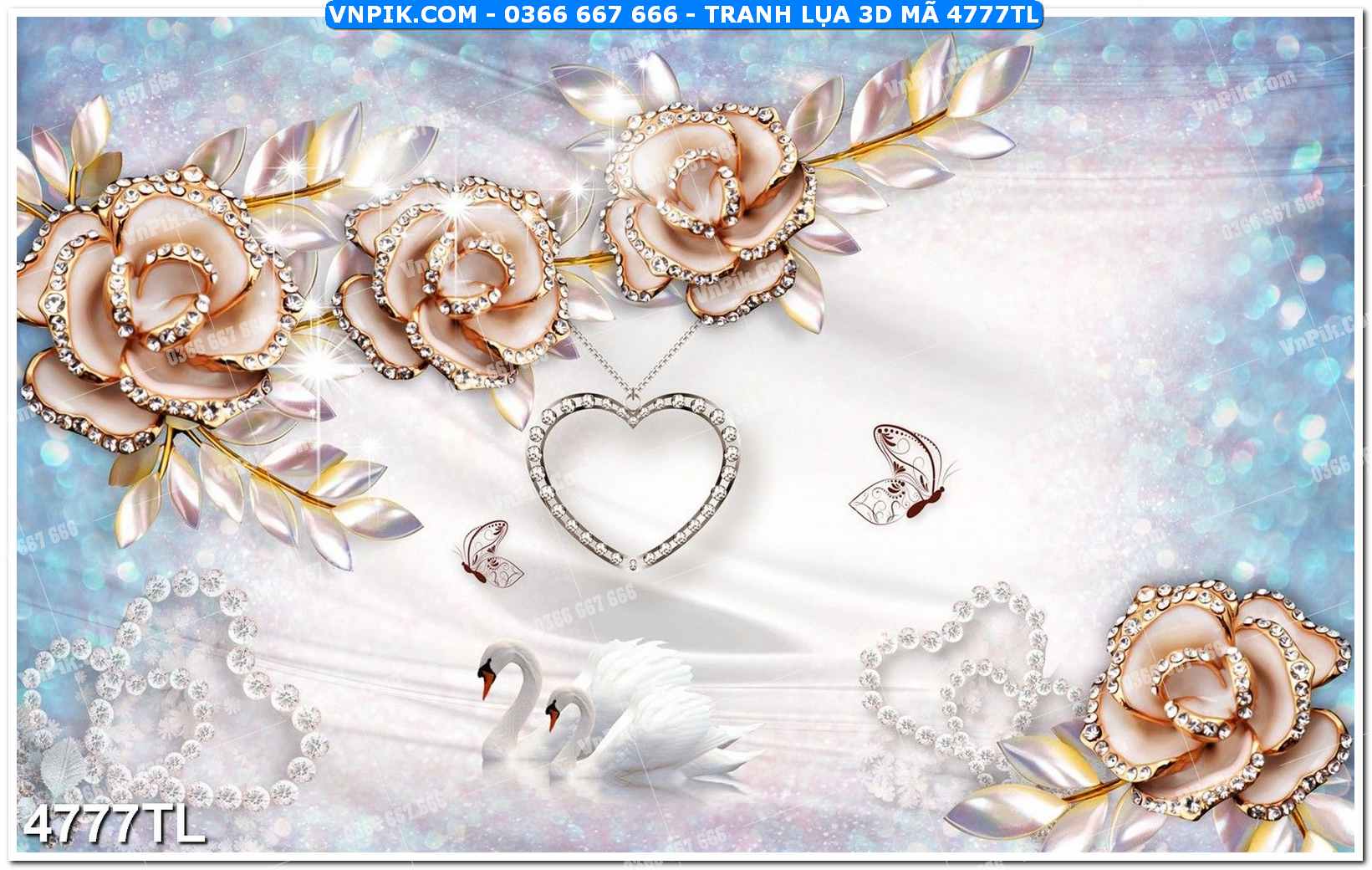 Tranh lụa 3D – Tranh trang trí dán tường 4777TL