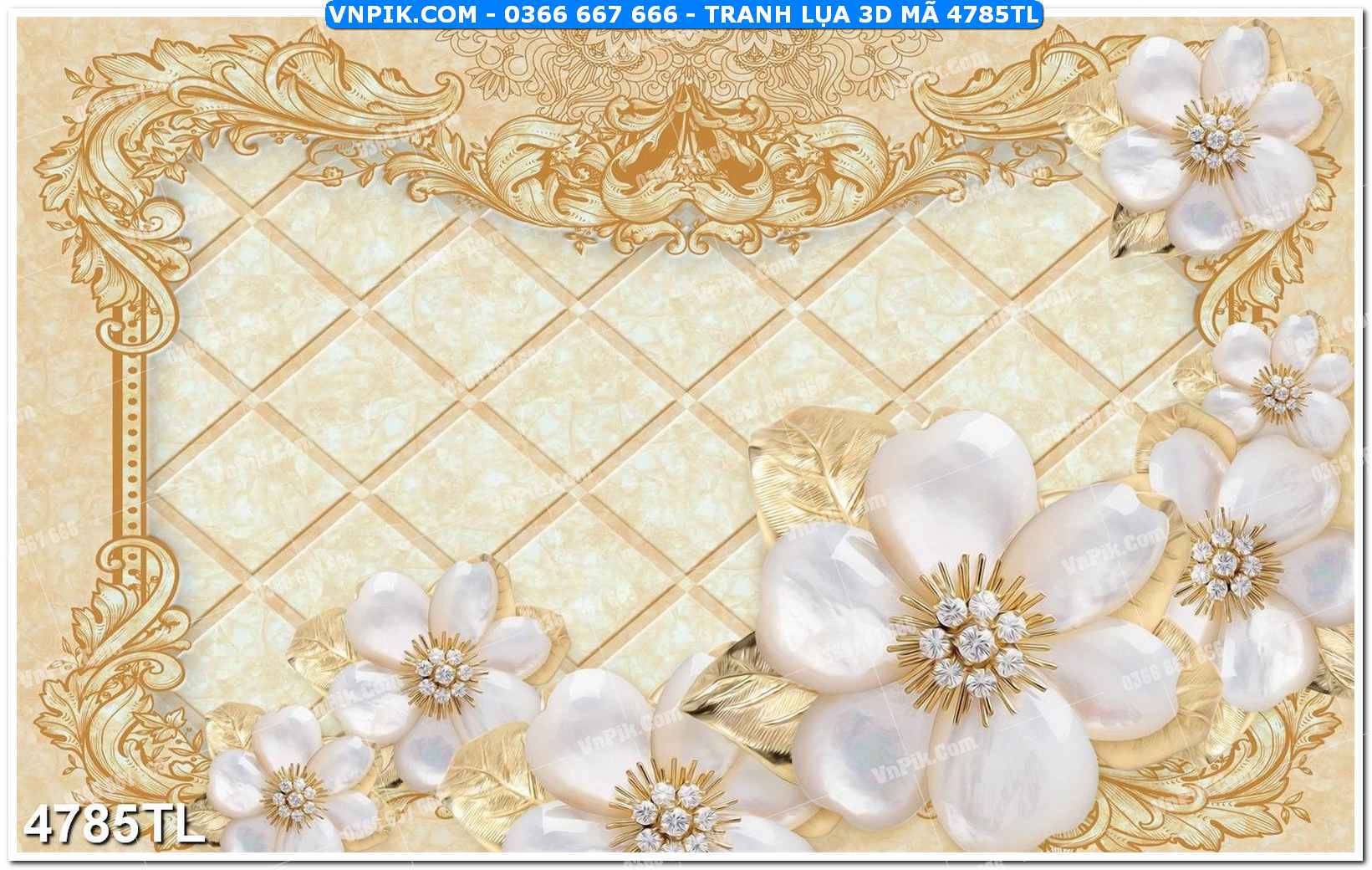 Tranh lụa 3D – Tranh trang trí dán tường 4785TL