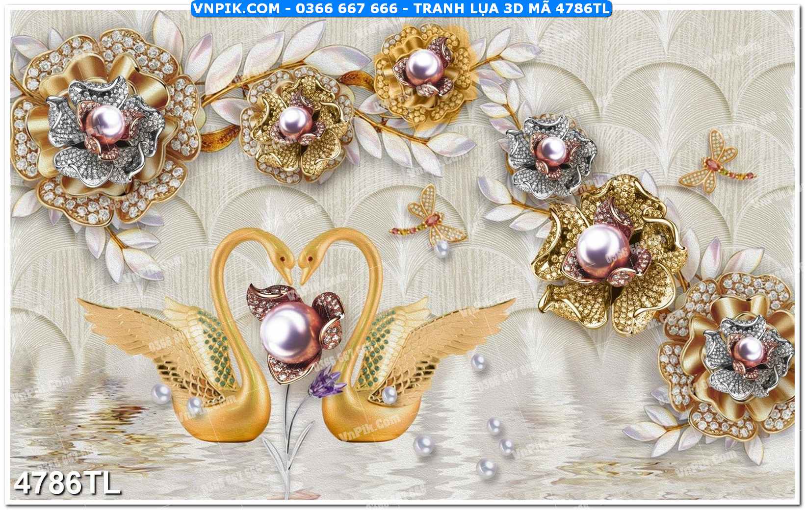 Tranh lụa 3D – Tranh trang trí dán tường 4786TL