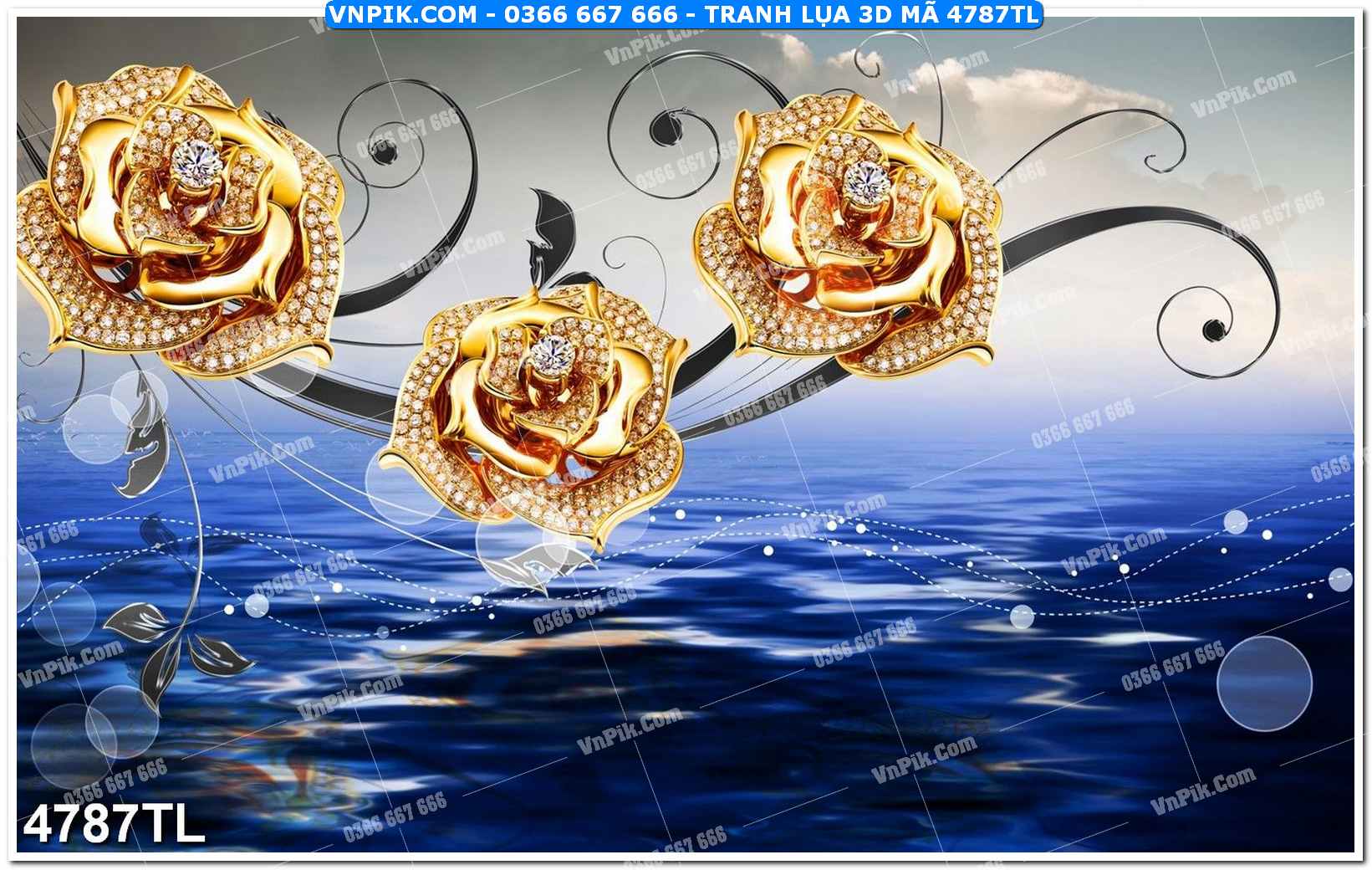 Tranh lụa 3D – Tranh trang trí dán tường 4787TL