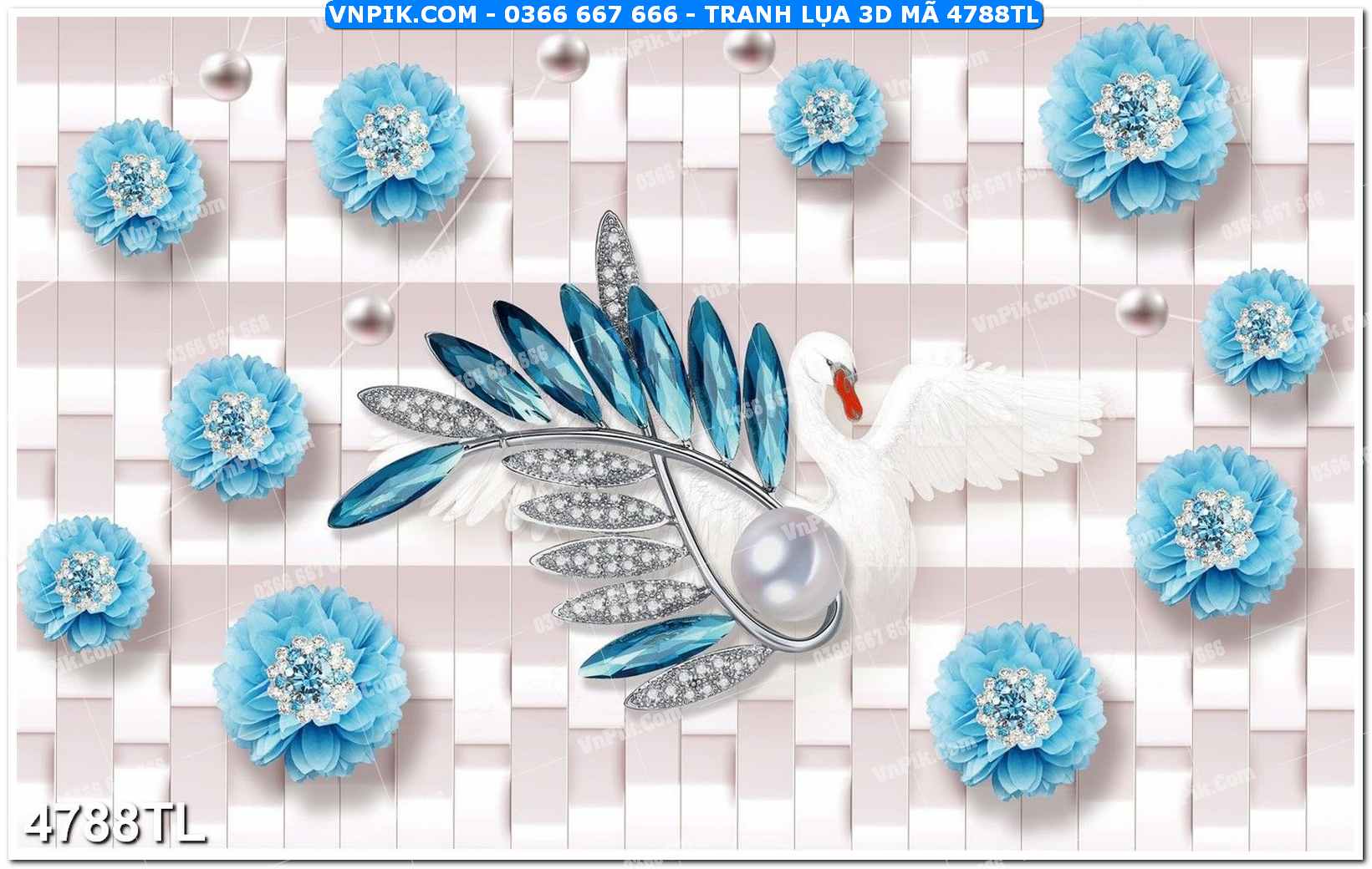 Tranh lụa 3D – Tranh trang trí dán tường 4788TL