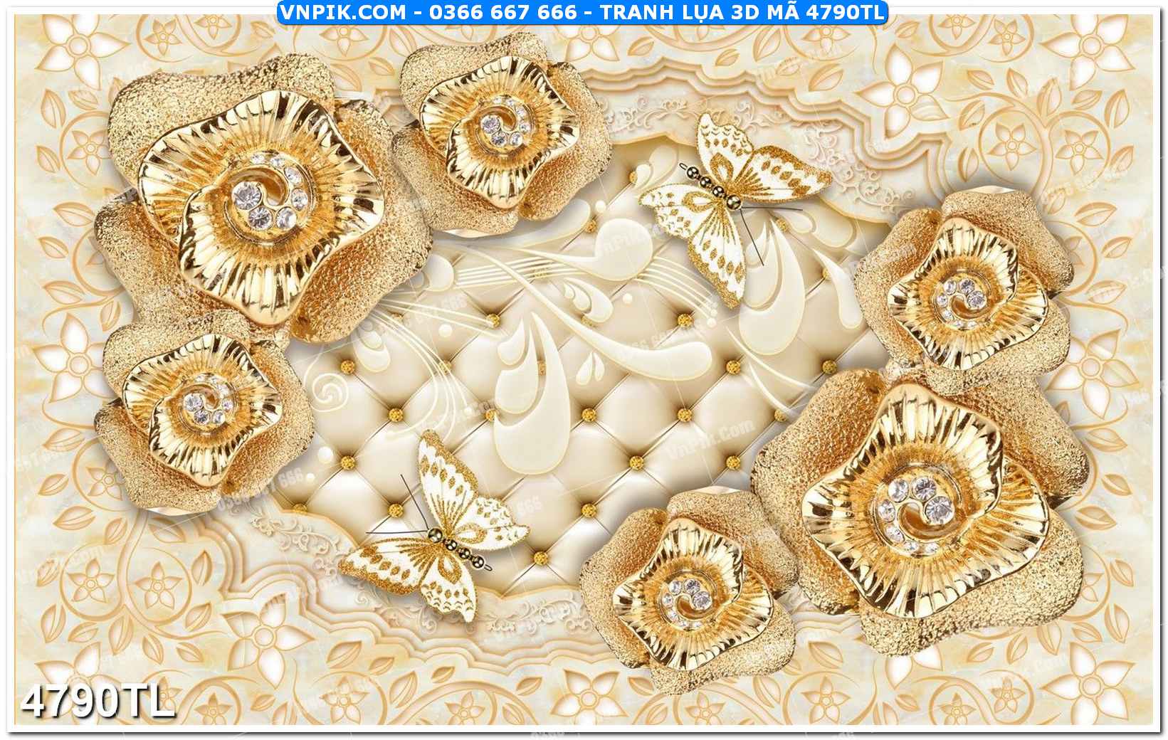 Tranh lụa 3D – Tranh trang trí dán tường 4790TL