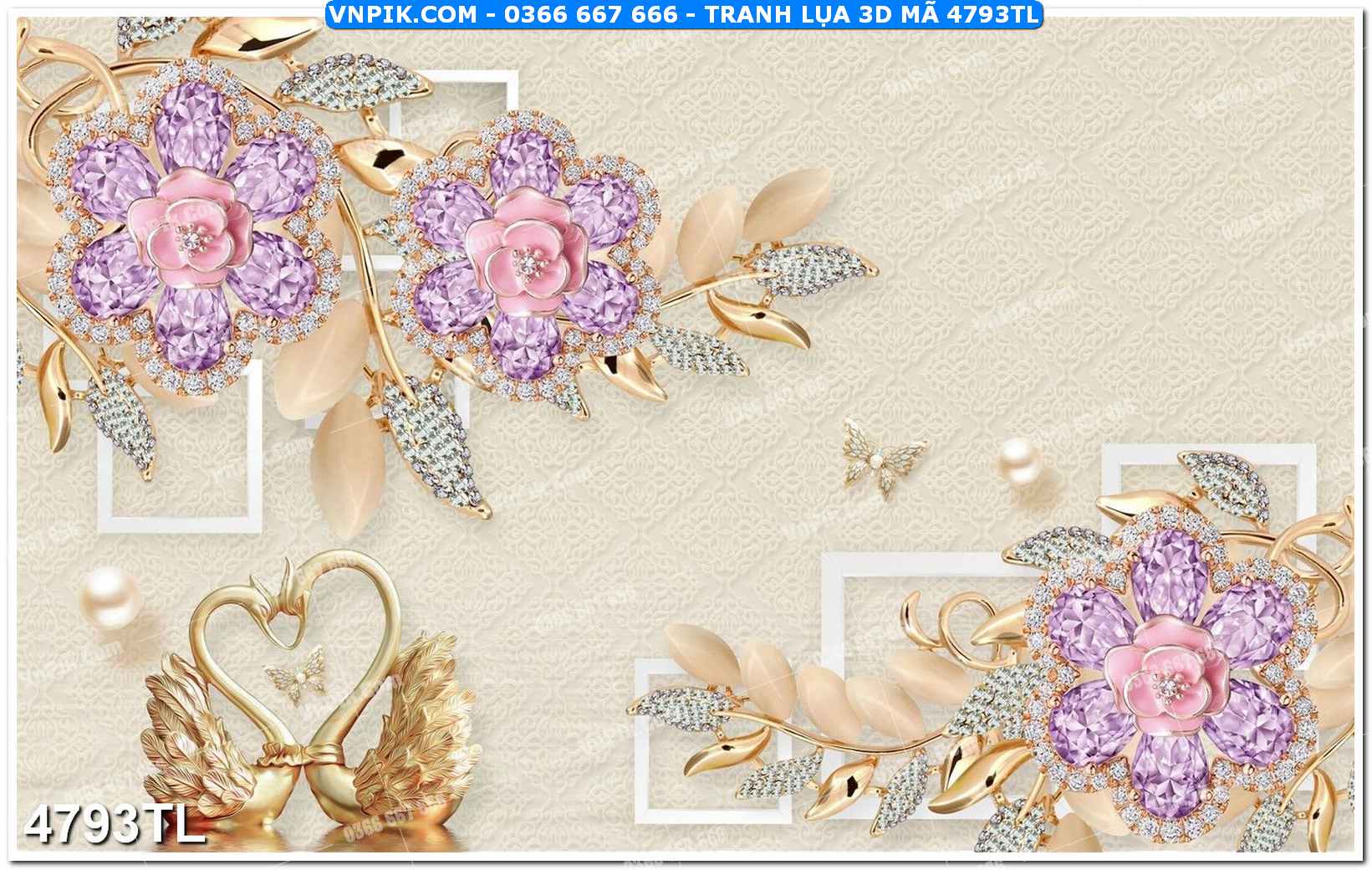 Tranh lụa 3D – Tranh trang trí dán tường 4793TL