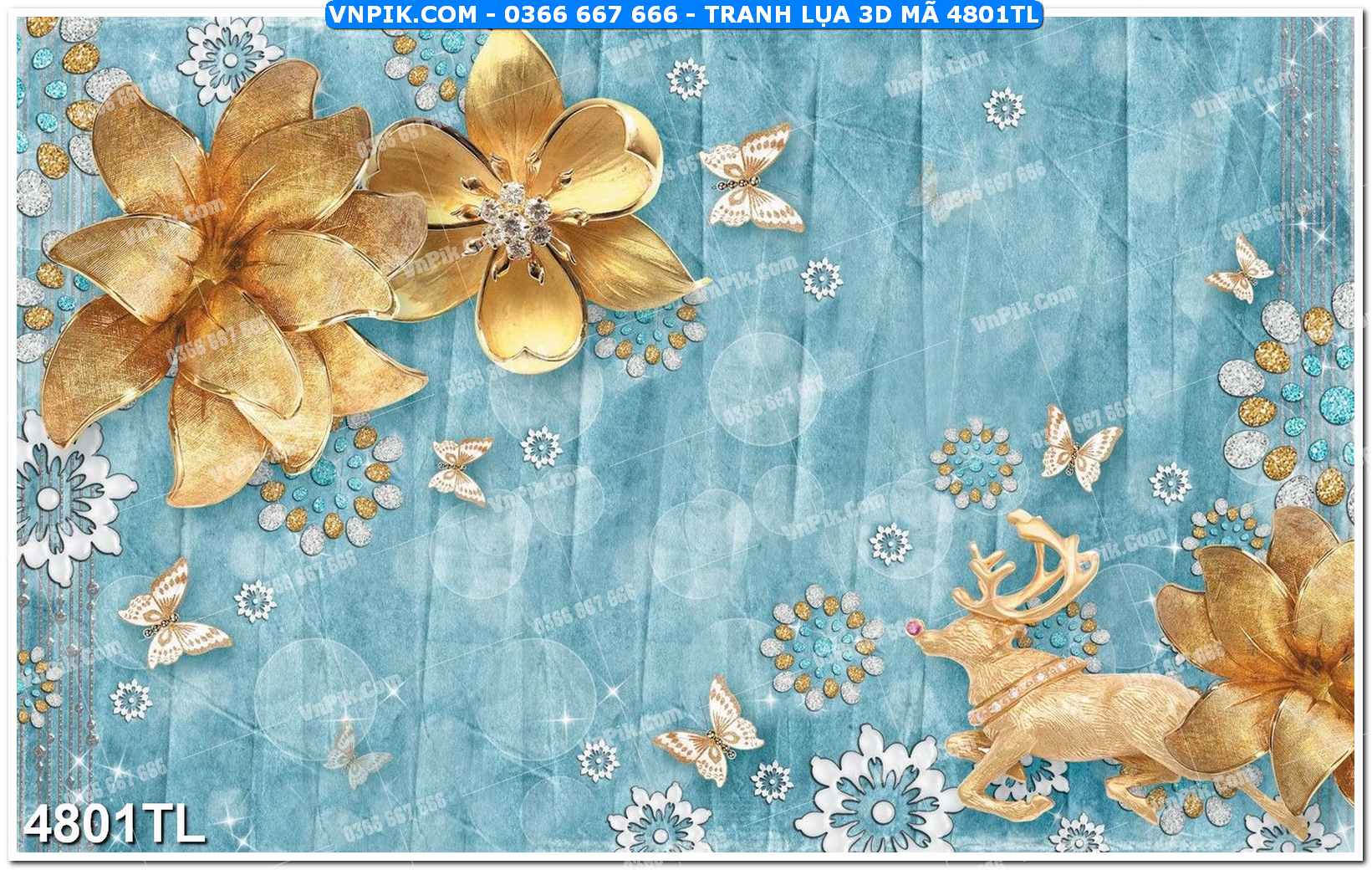 Tranh lụa 3D – Tranh trang trí dán tường 4801TL