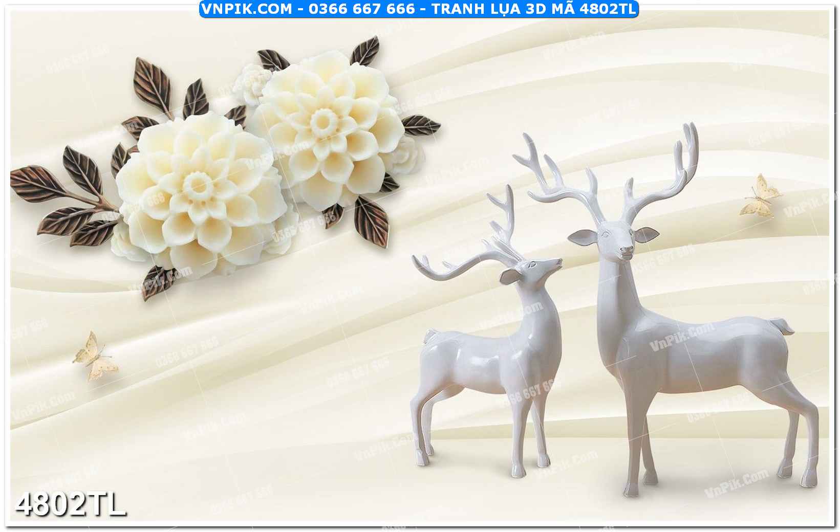 Tranh lụa 3D – Tranh trang trí dán tường 4802TL