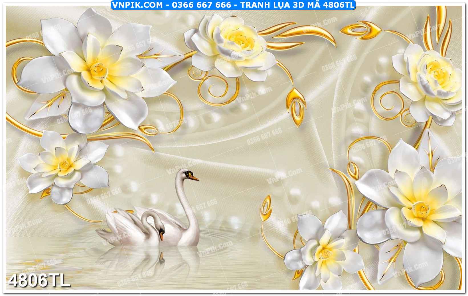 Tranh lụa 3D – Tranh trang trí dán tường 4806TL