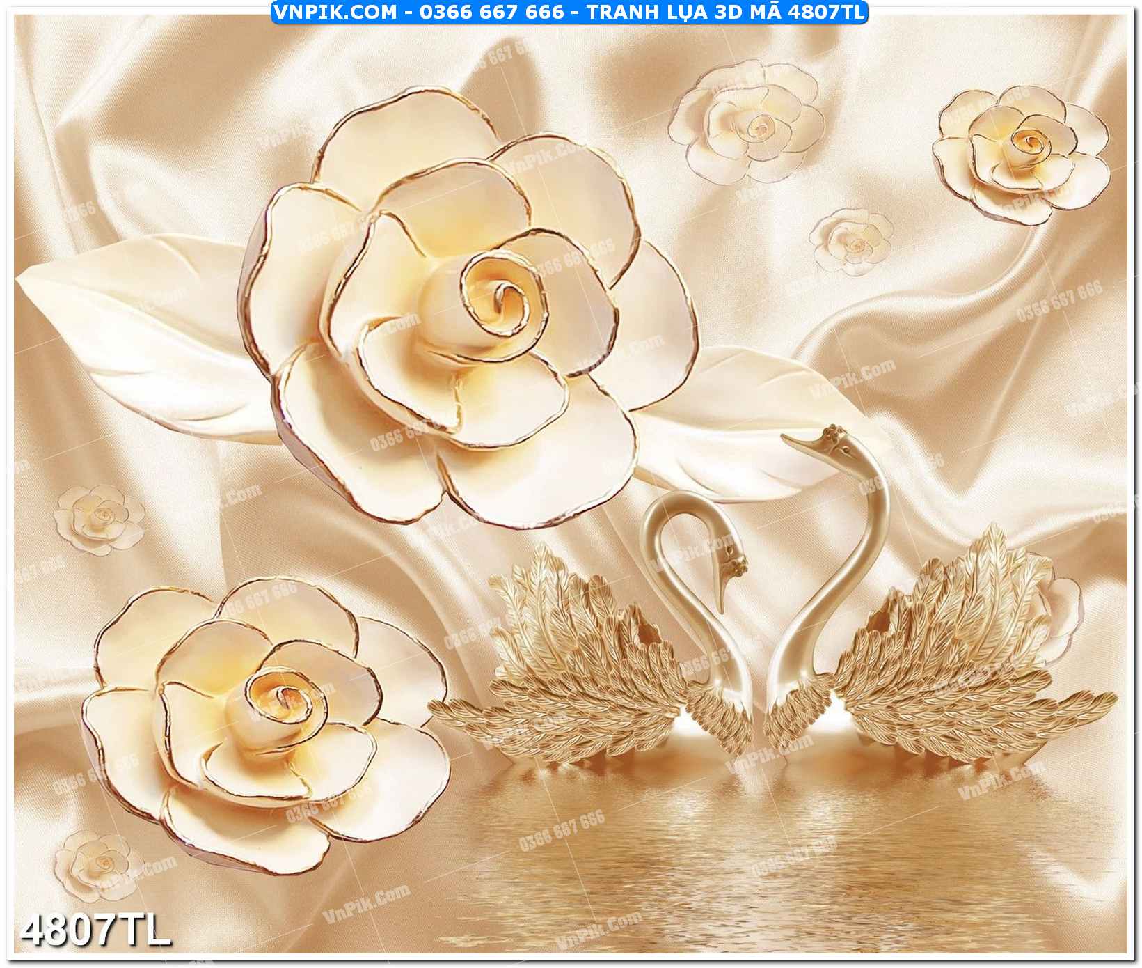 Tranh lụa 3D – Tranh trang trí dán tường 4807TL