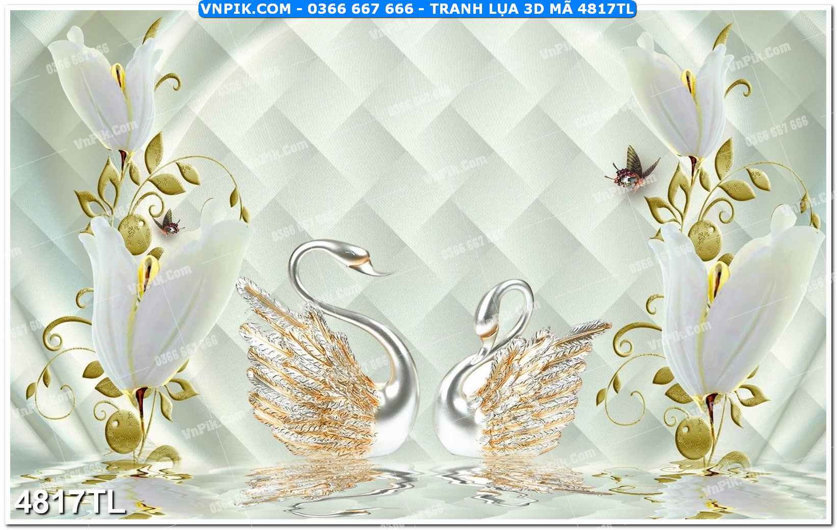 Tranh lụa 3D – Tranh trang trí dán tường 4817TL