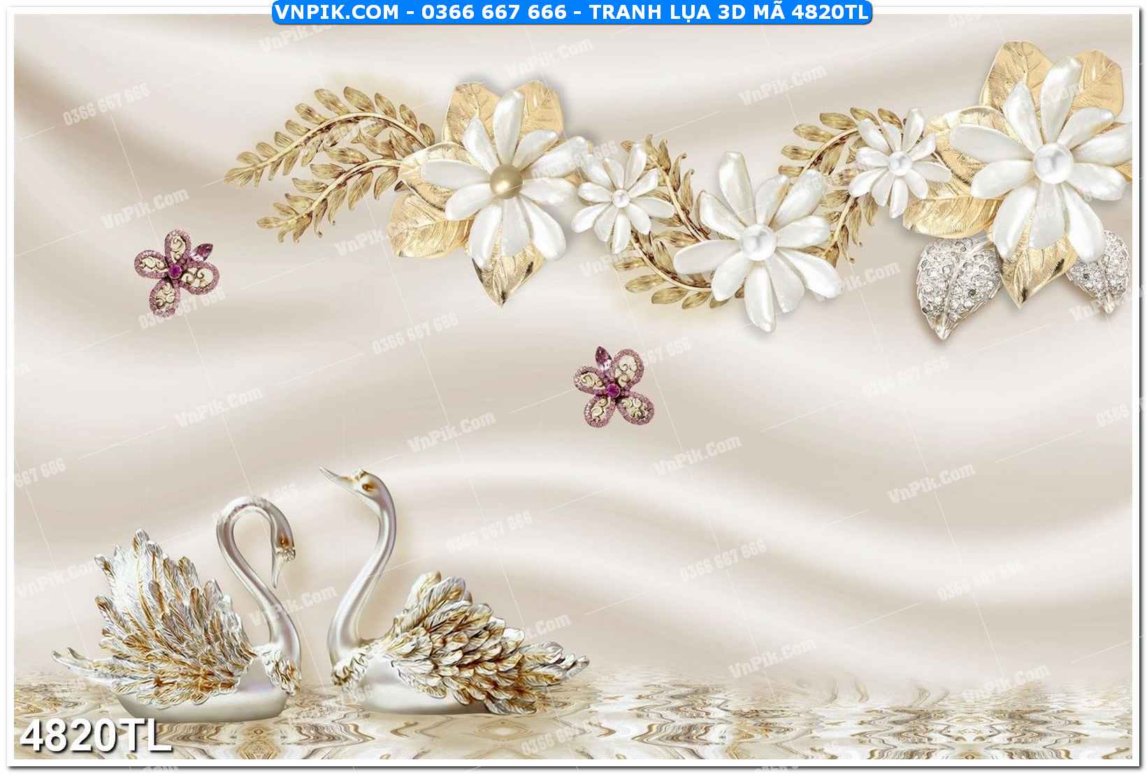 Tranh lụa 3D – Tranh trang trí dán tường 4820TL