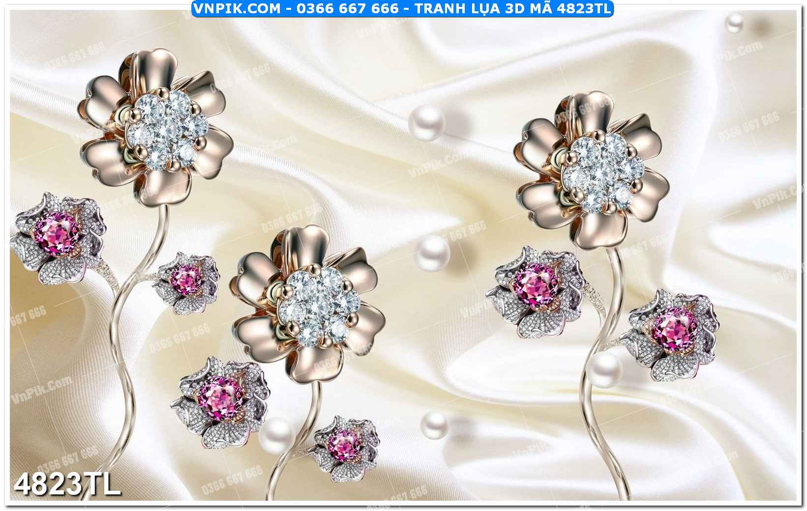 Tranh lụa 3D – Tranh trang trí dán tường 4823TL