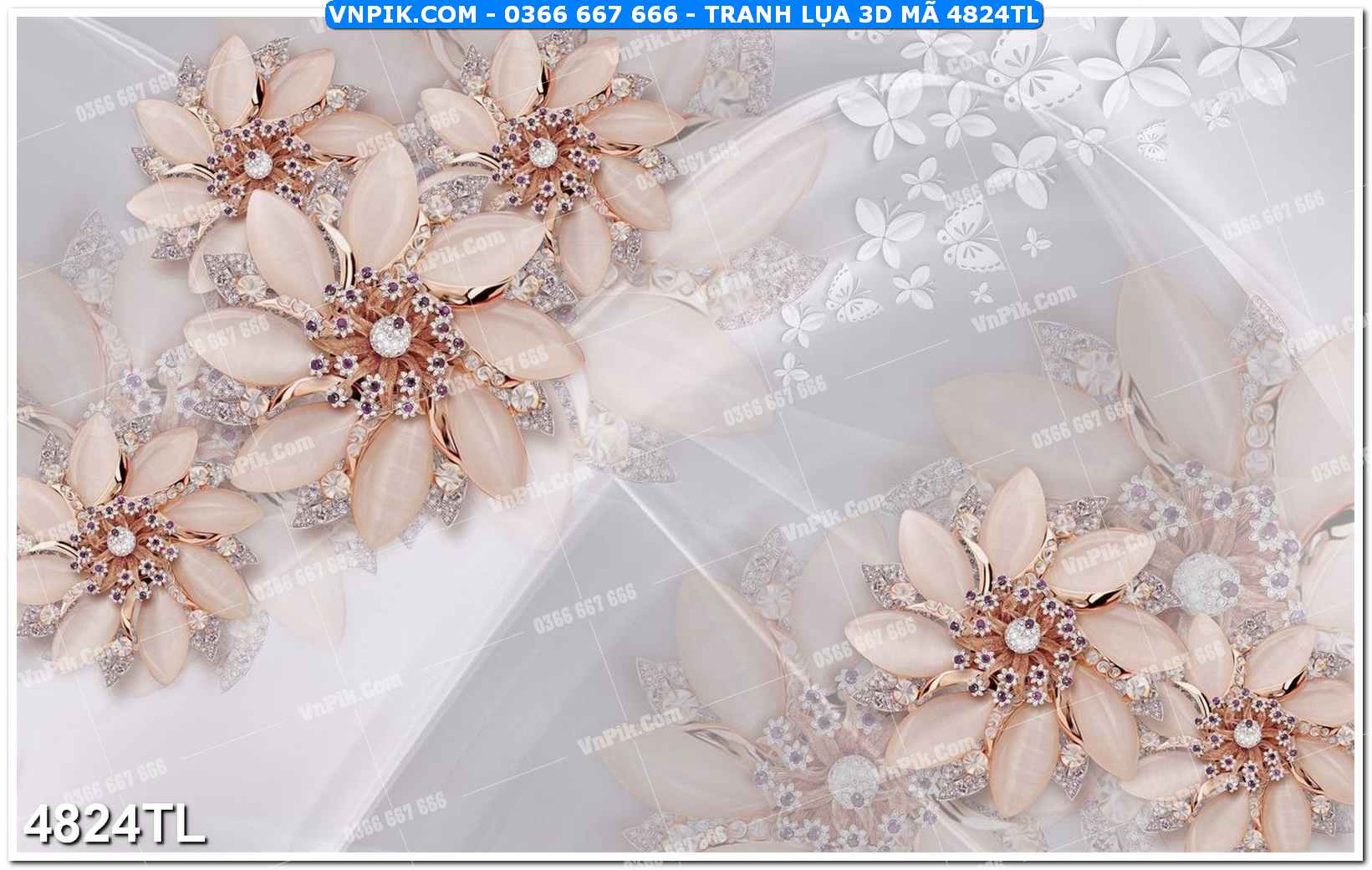 Tranh lụa 3D – Tranh trang trí dán tường 4824TL