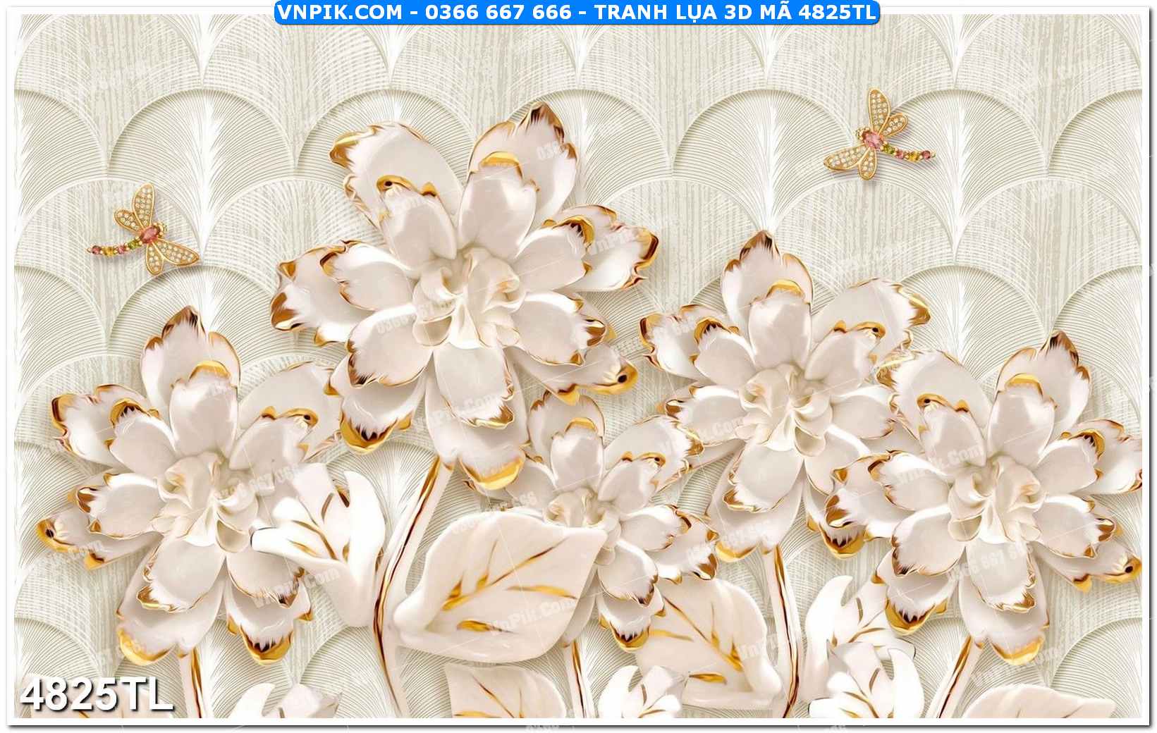 Tranh lụa 3D – Tranh trang trí dán tường 4825TL