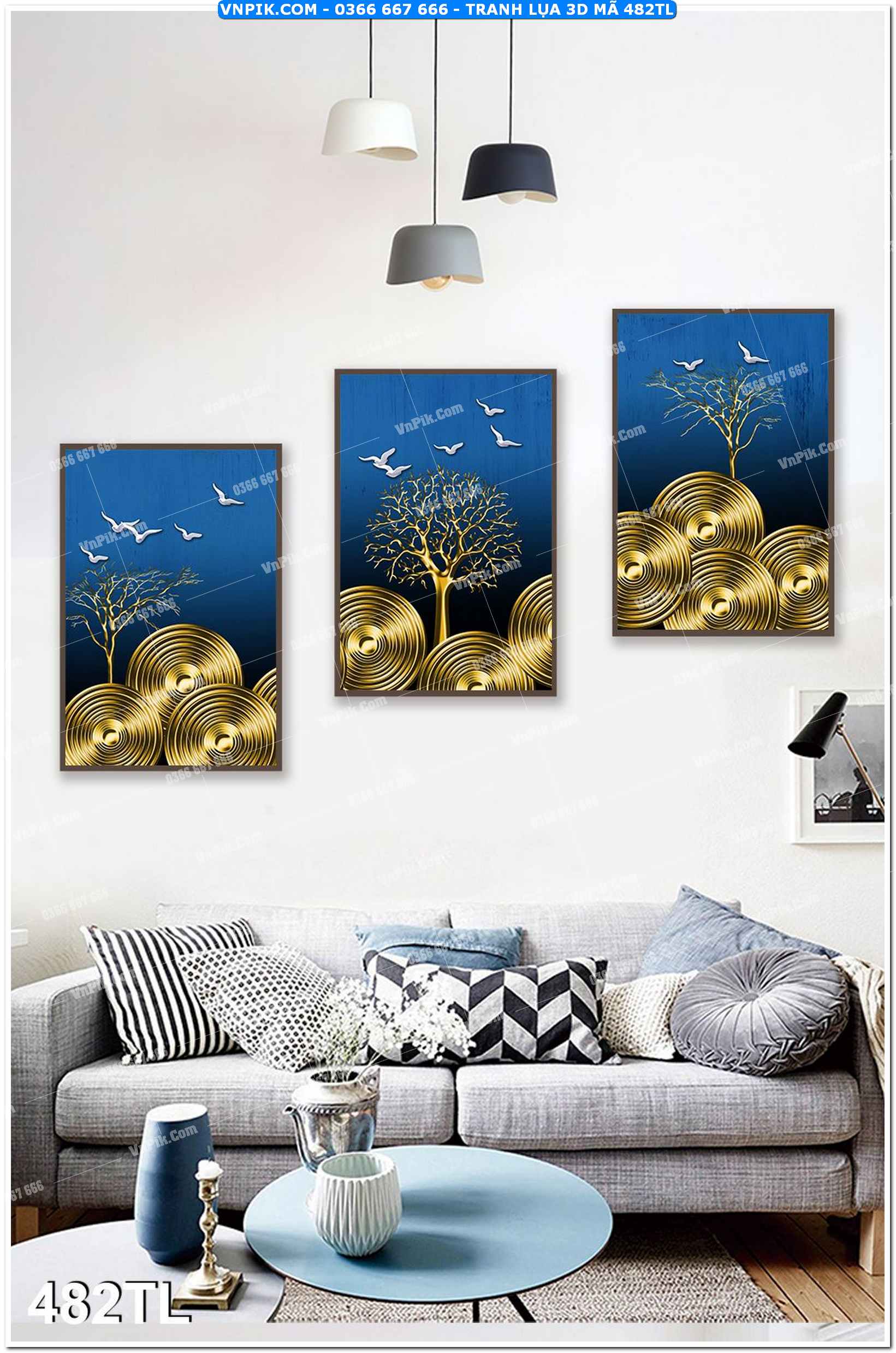 Tranh lụa 3D – Tranh trang trí dán tường 482TL