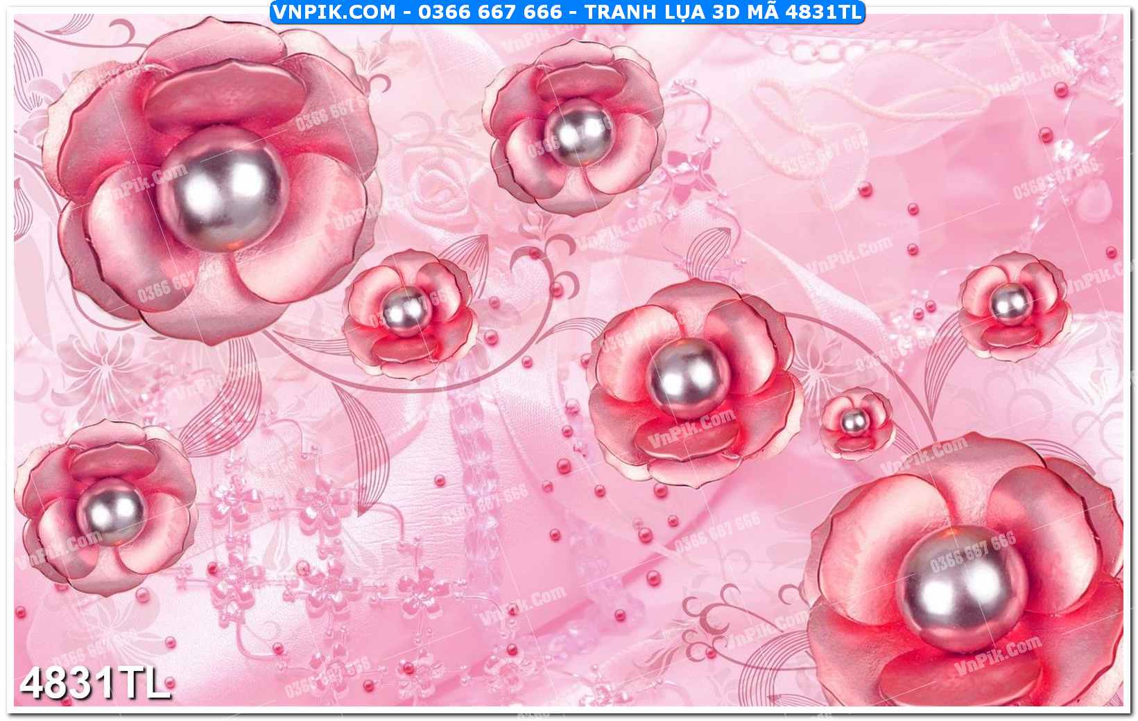 Tranh lụa 3D – Tranh trang trí dán tường 4831TL