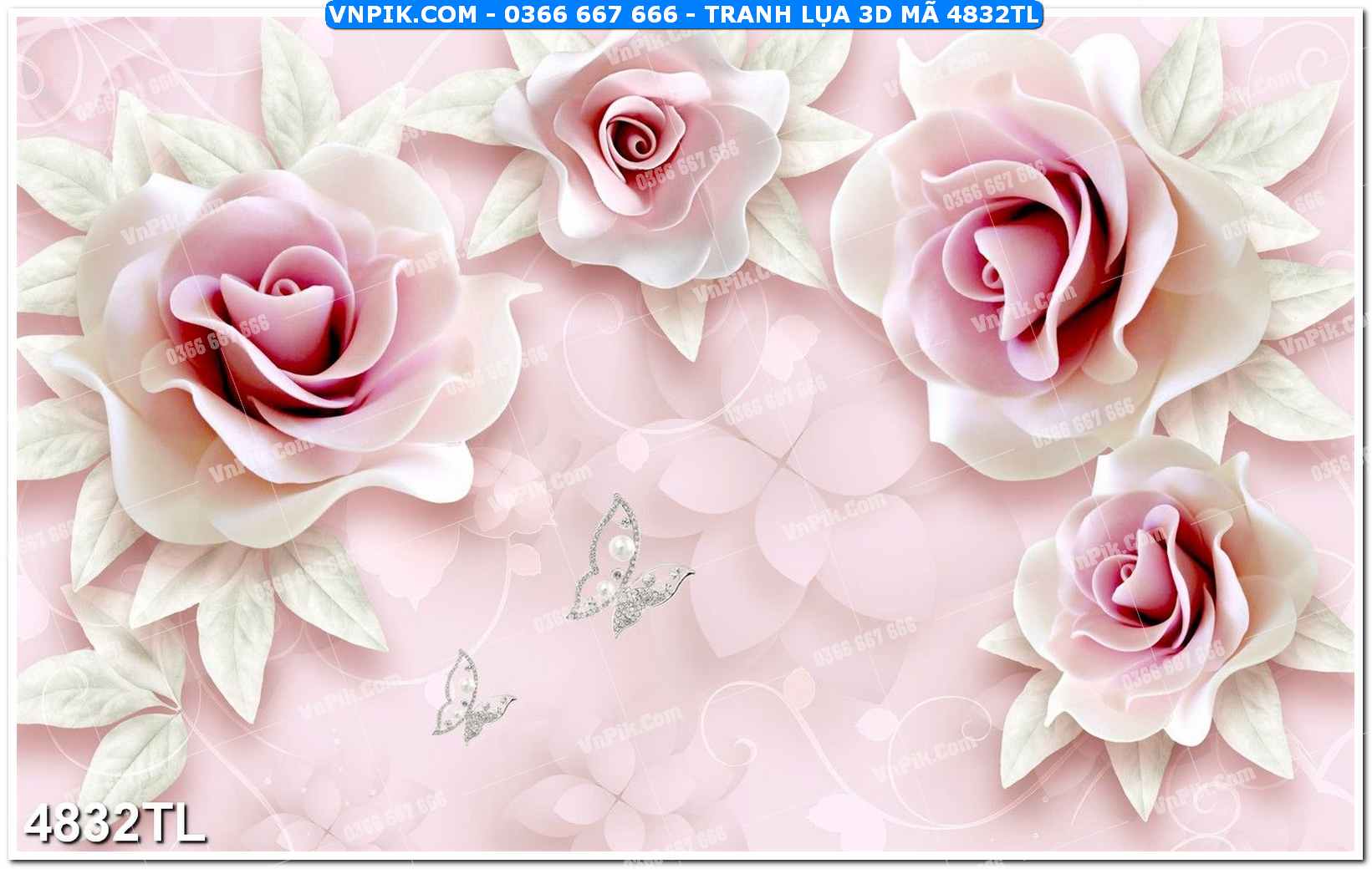 Tranh lụa 3D – Tranh trang trí dán tường 4832TL