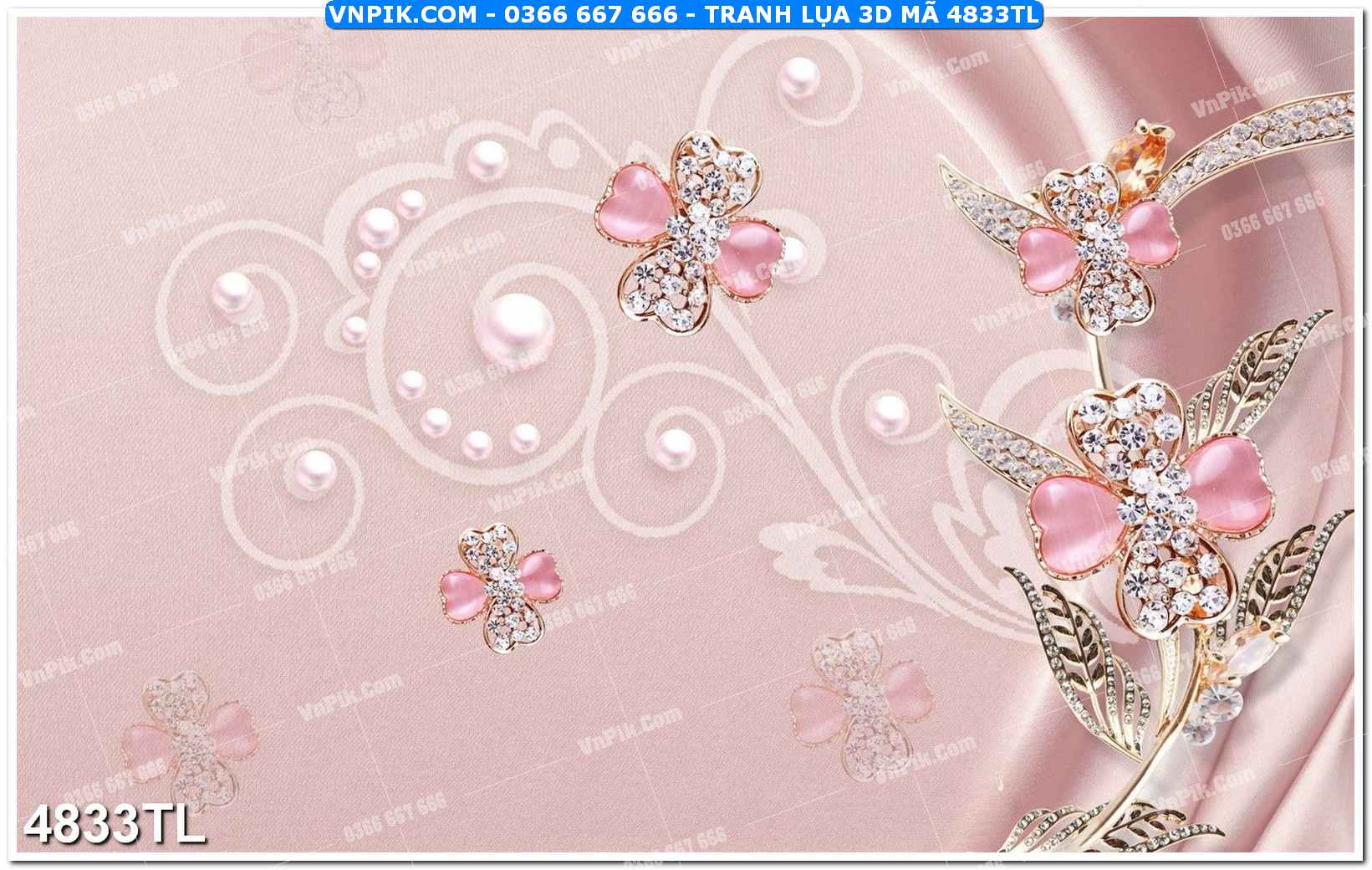 Tranh lụa 3D – Tranh trang trí dán tường 4833TL