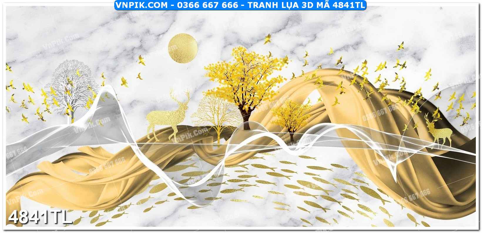 Tranh lụa 3D – Tranh trang trí dán tường 4841TL
