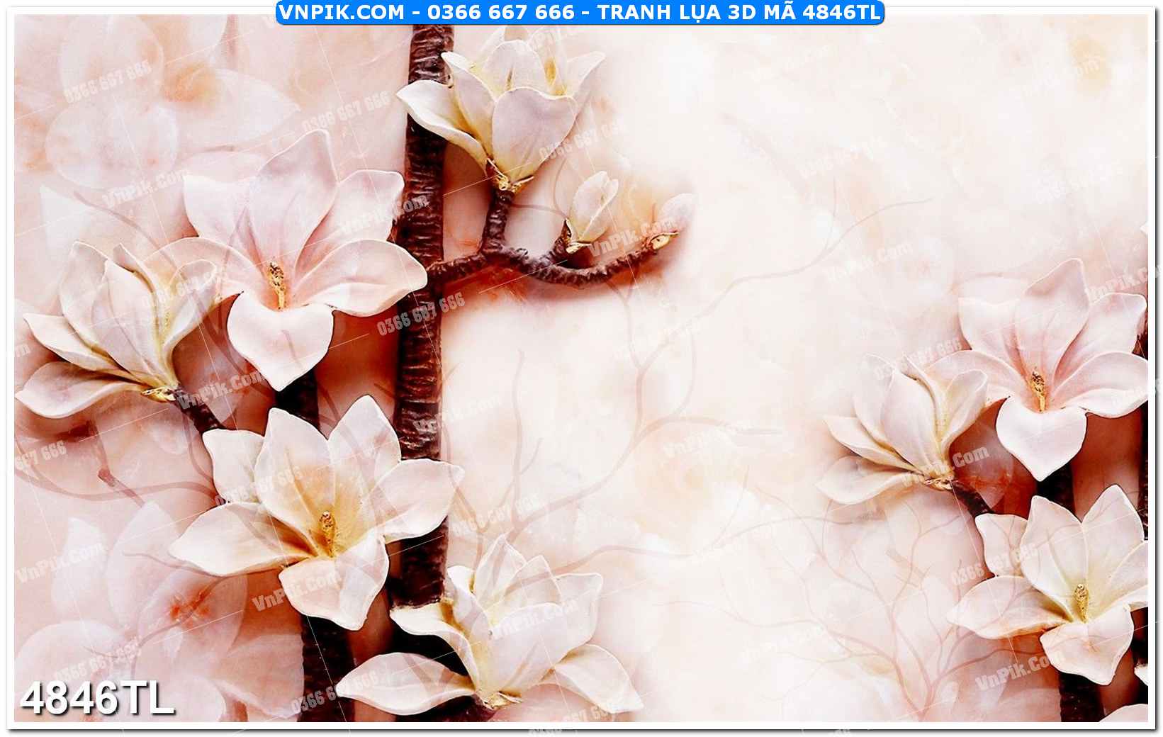 Tranh lụa 3D – Tranh trang trí dán tường 4846TL