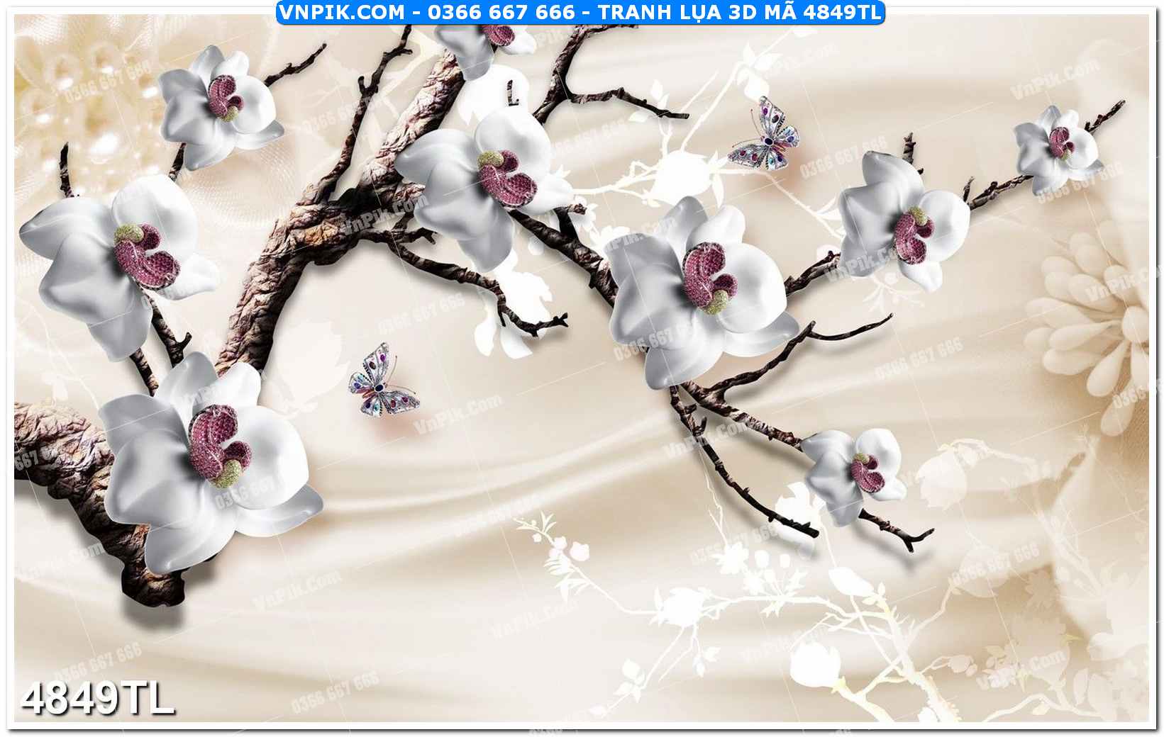 Tranh lụa 3D – Tranh trang trí dán tường 4849TL