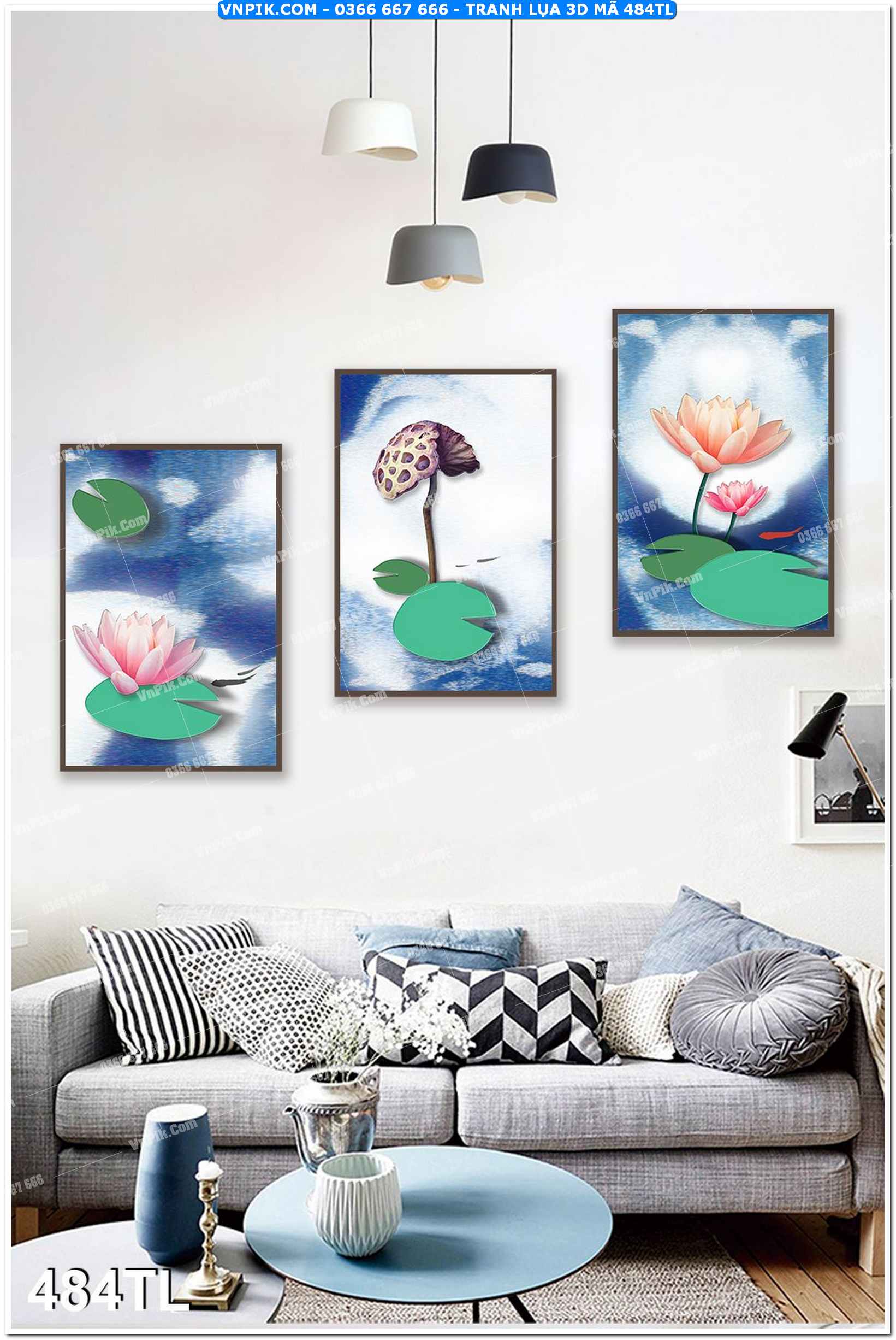 Tranh lụa 3D – Tranh trang trí dán tường 484TL