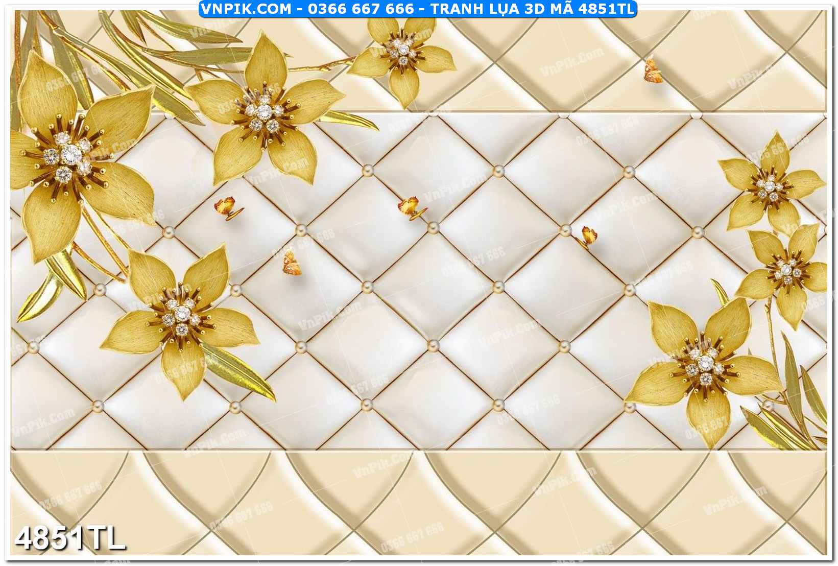 Tranh lụa 3D – Tranh trang trí dán tường 4851TL