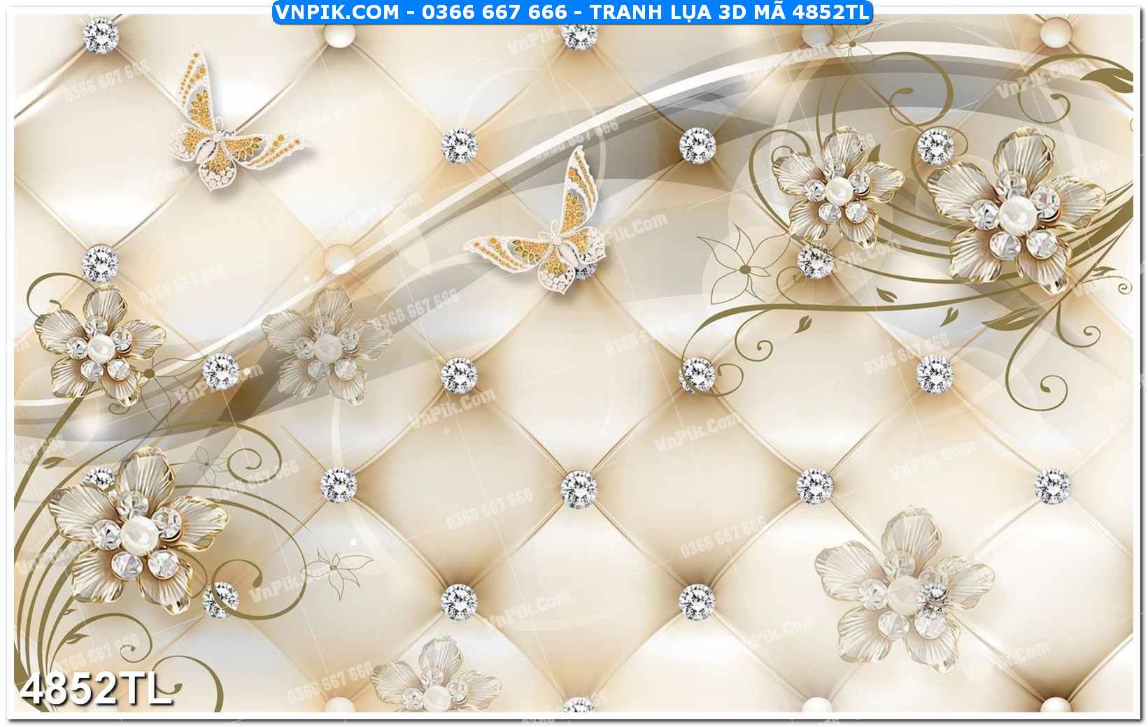 Tranh lụa 3D – Tranh trang trí dán tường 4852TL