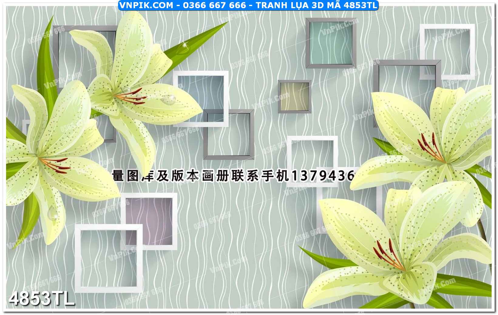 Tranh lụa 3D – Tranh trang trí dán tường 4853TL