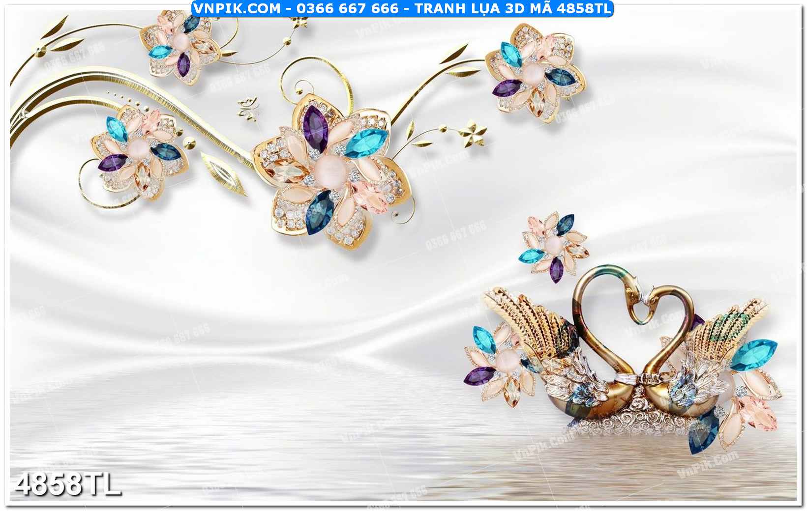 Tranh lụa 3D – Tranh trang trí dán tường 4858TL