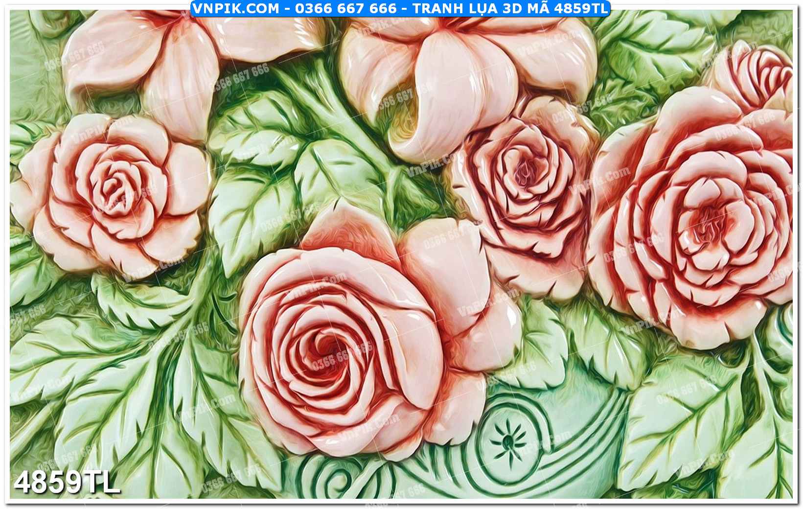 Tranh lụa 3D – Tranh trang trí dán tường 4859TL
