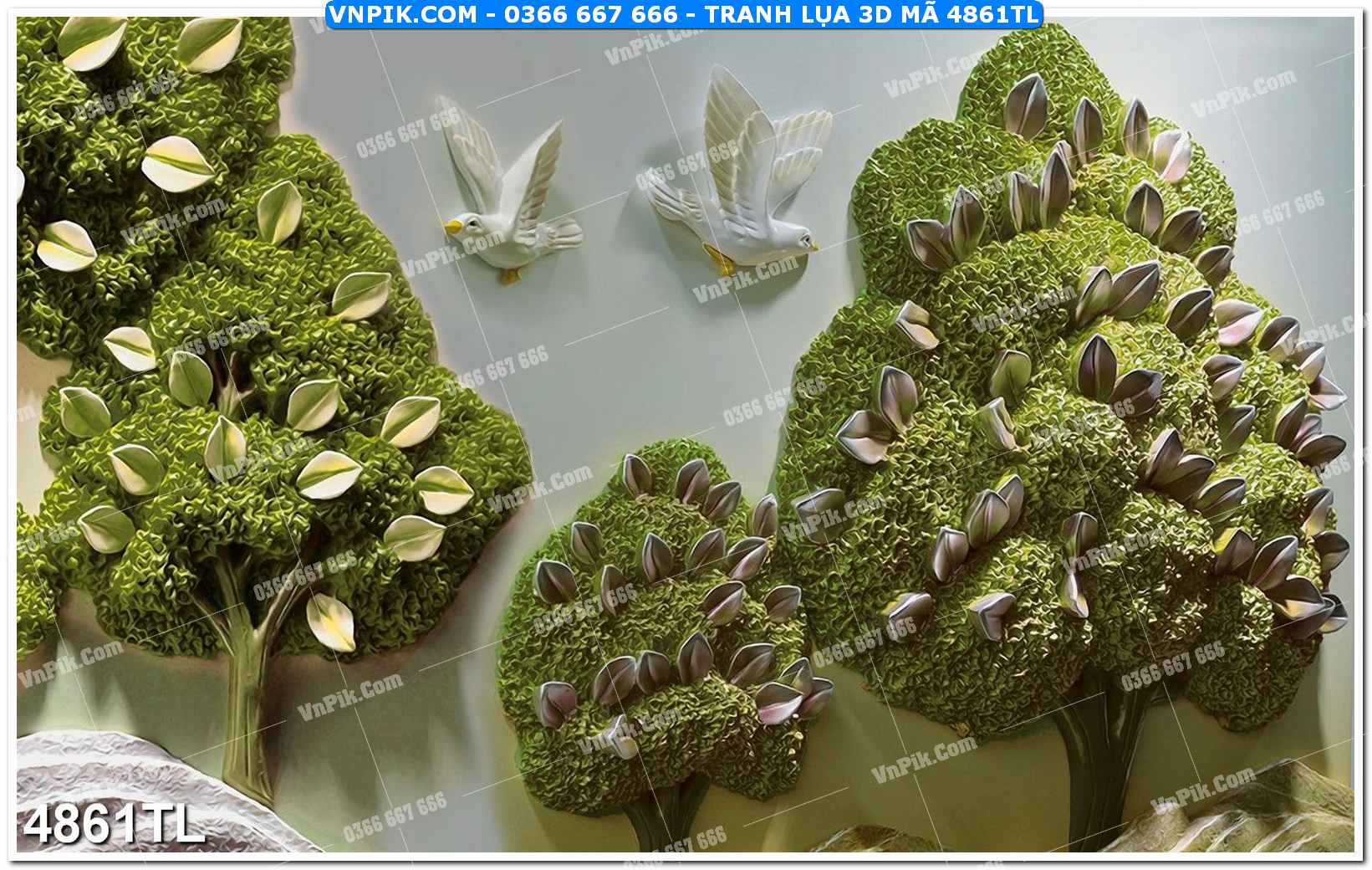 Tranh lụa 3D – Tranh trang trí dán tường 4861TL