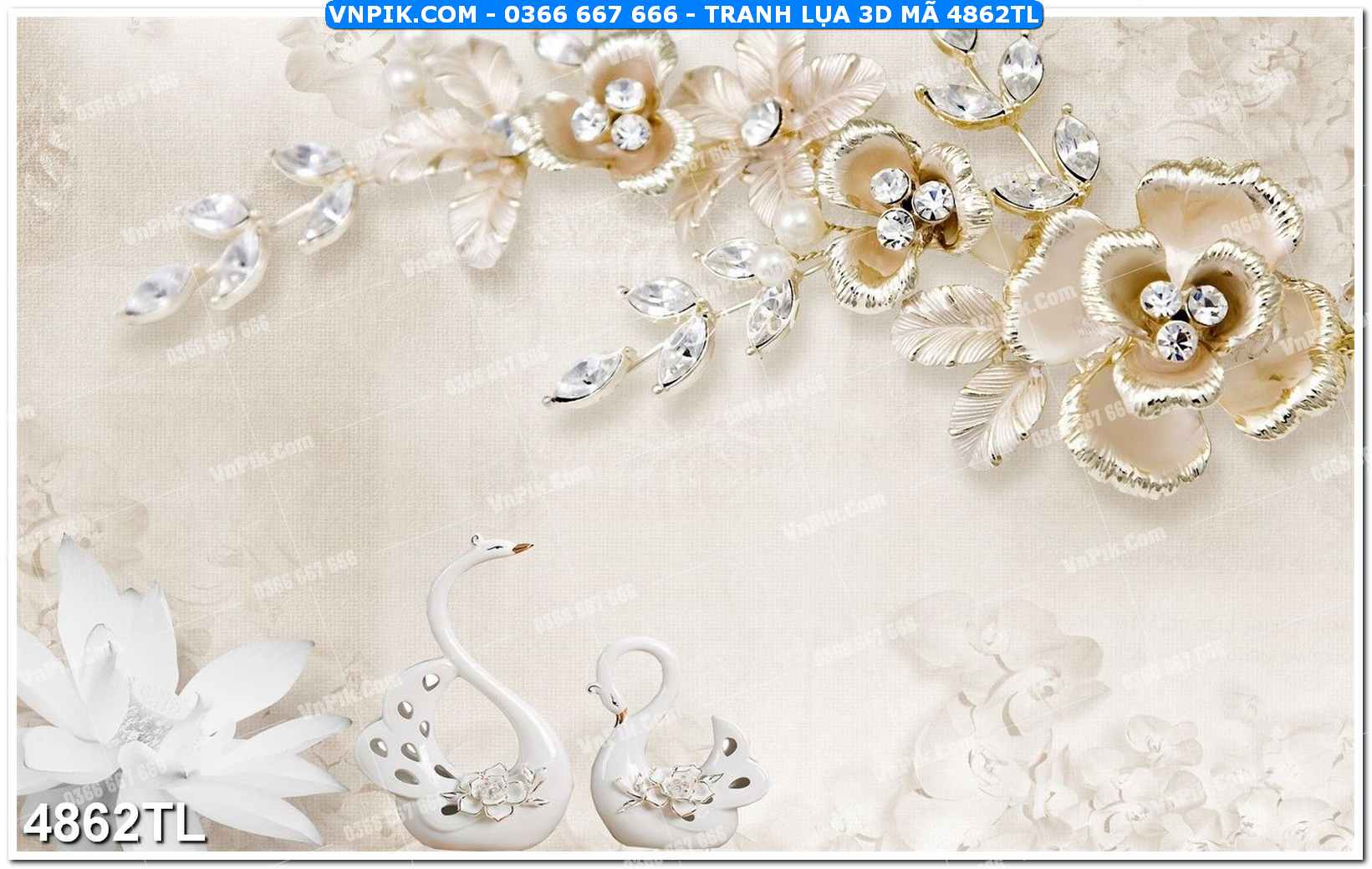 Tranh lụa 3D – Tranh trang trí dán tường 4862TL