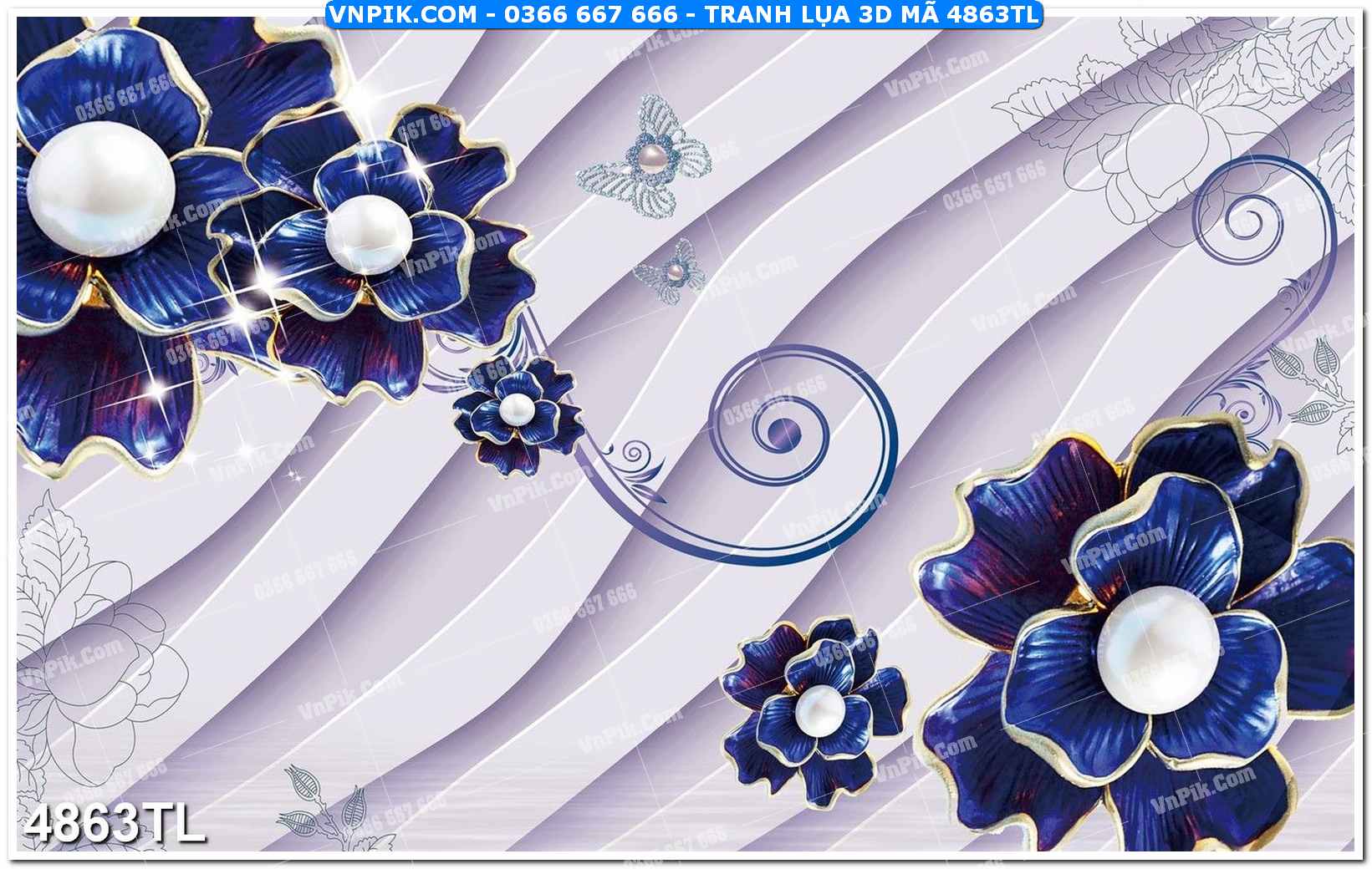 Tranh lụa 3D – Tranh trang trí dán tường 4863TL