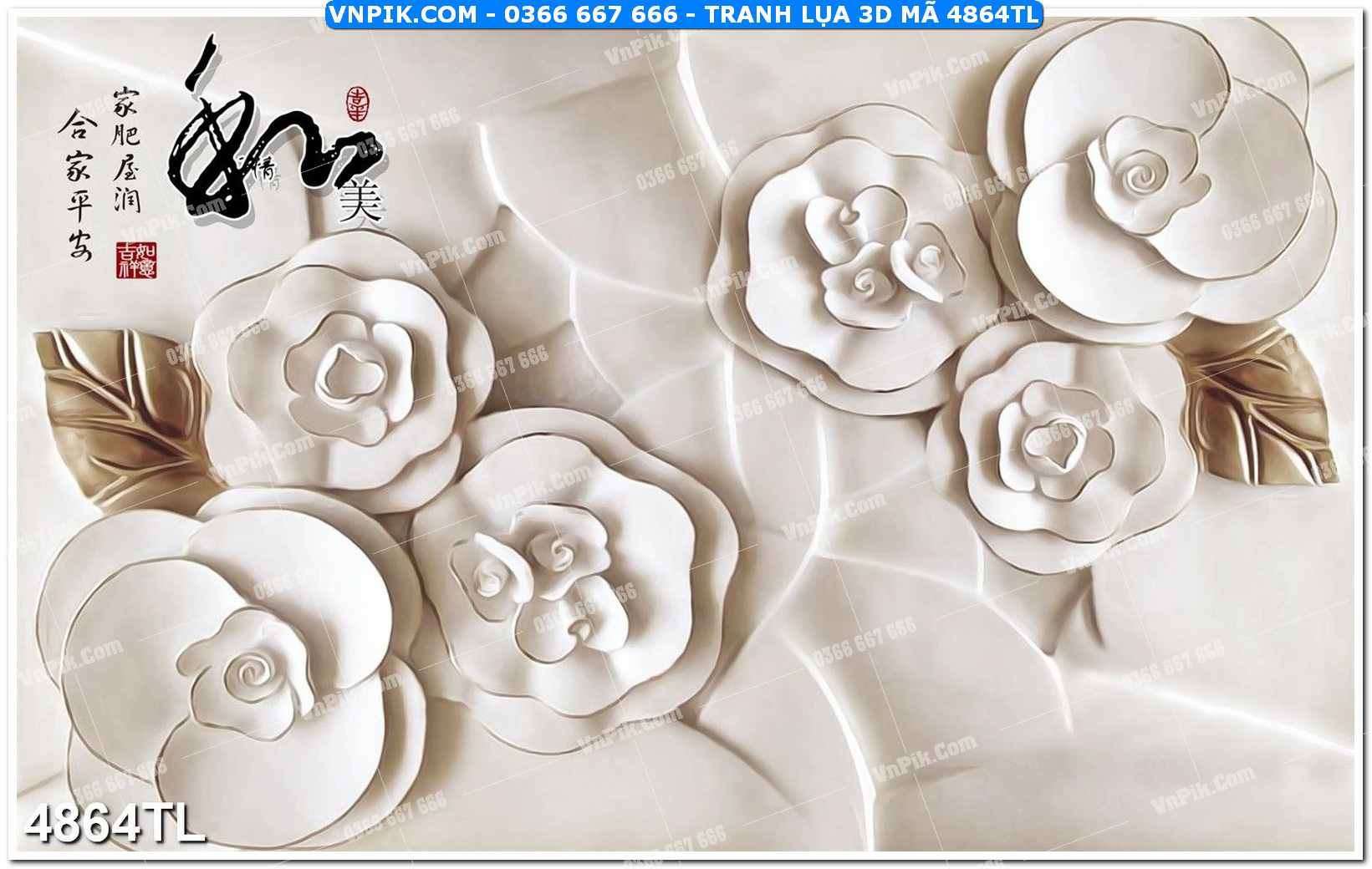 Tranh lụa 3D – Tranh trang trí dán tường 4864TL