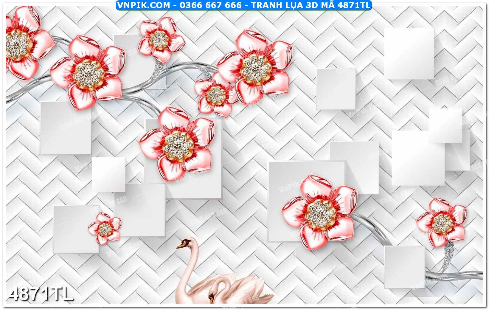 Tranh lụa 3D – Tranh trang trí dán tường 4871TL