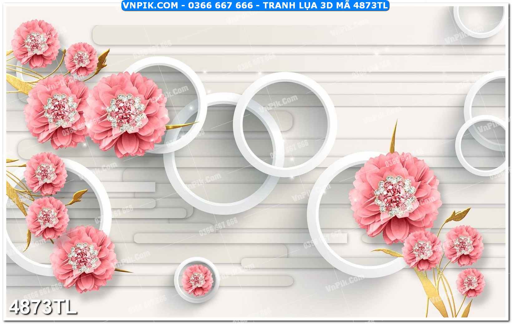 Tranh lụa 3D – Tranh trang trí dán tường 4873TL