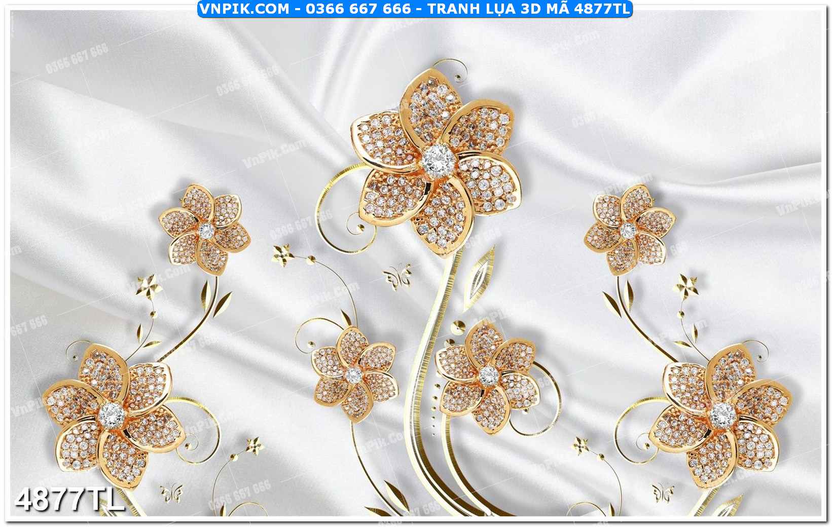 Tranh lụa 3D – Tranh trang trí dán tường 4877TL