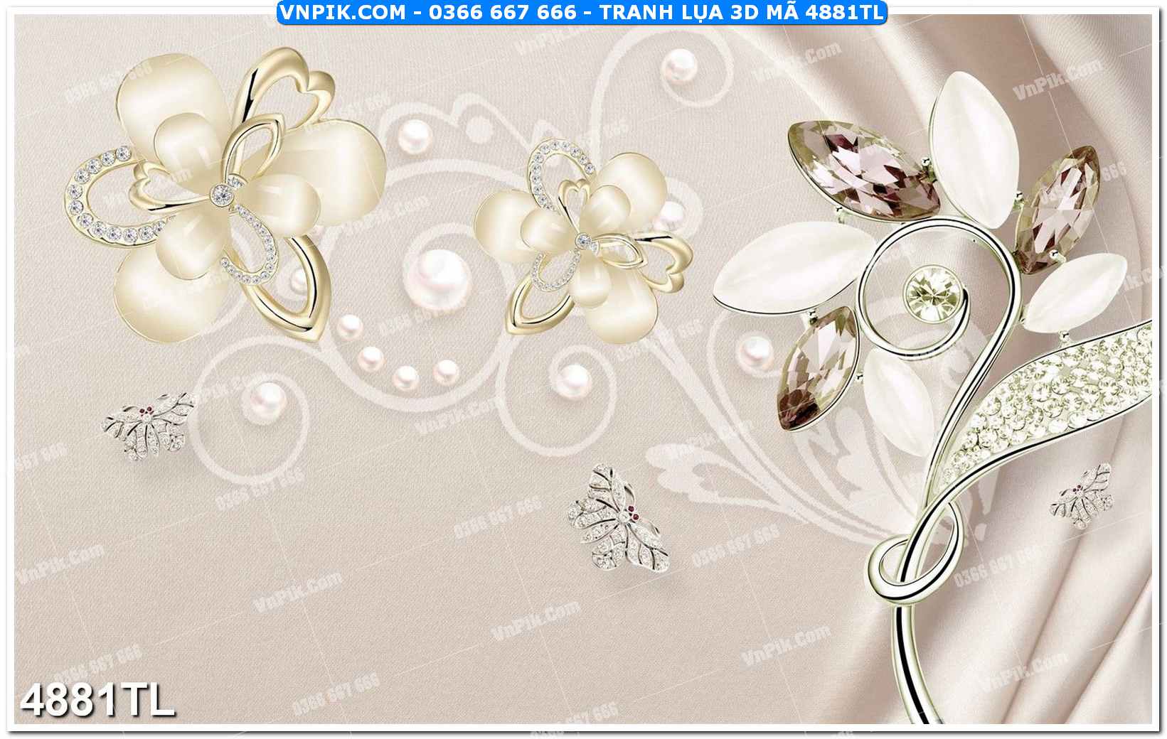 Tranh lụa 3D – Tranh trang trí dán tường 4881TL