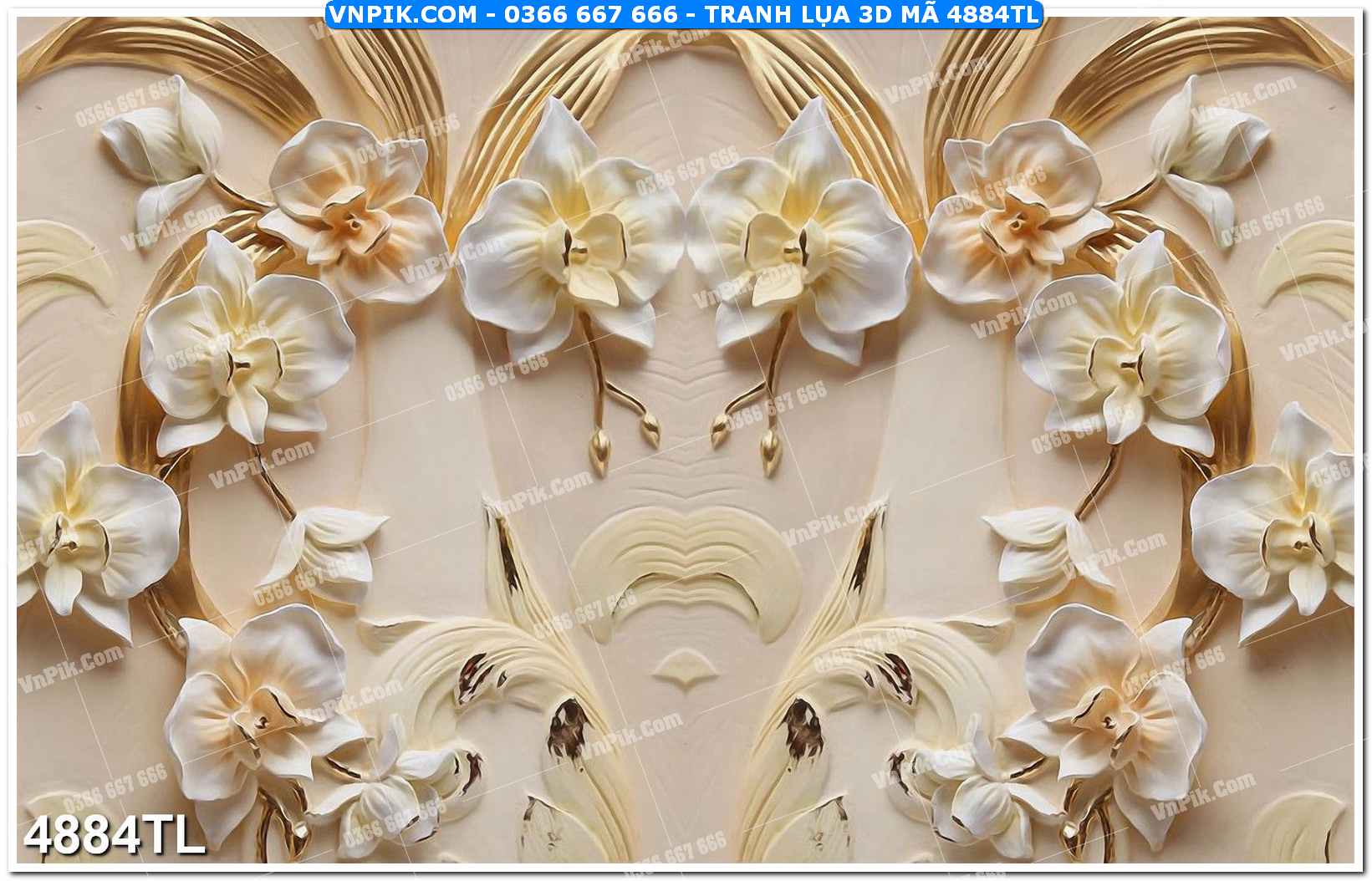 Tranh lụa 3D – Tranh trang trí dán tường 4884TL