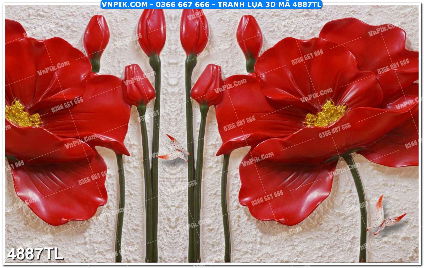 Tranh lụa 3D – Tranh trang trí dán tường 4887TL