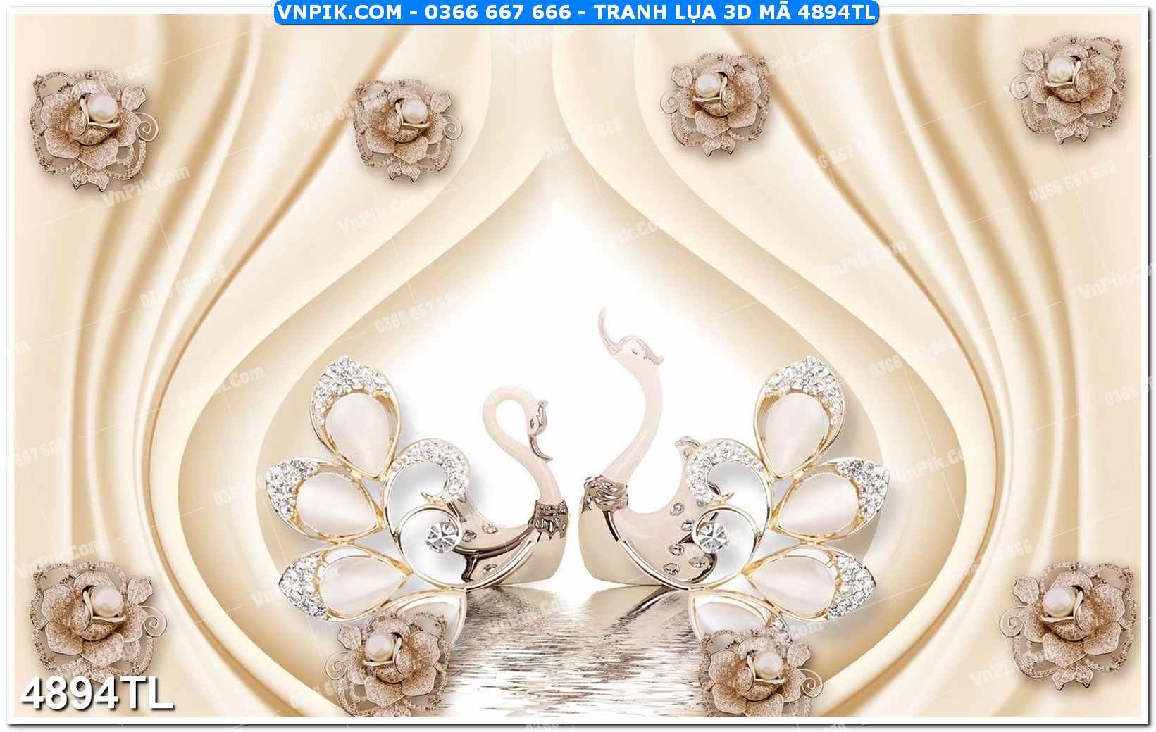 Tranh lụa 3D – Tranh trang trí dán tường 4894TL