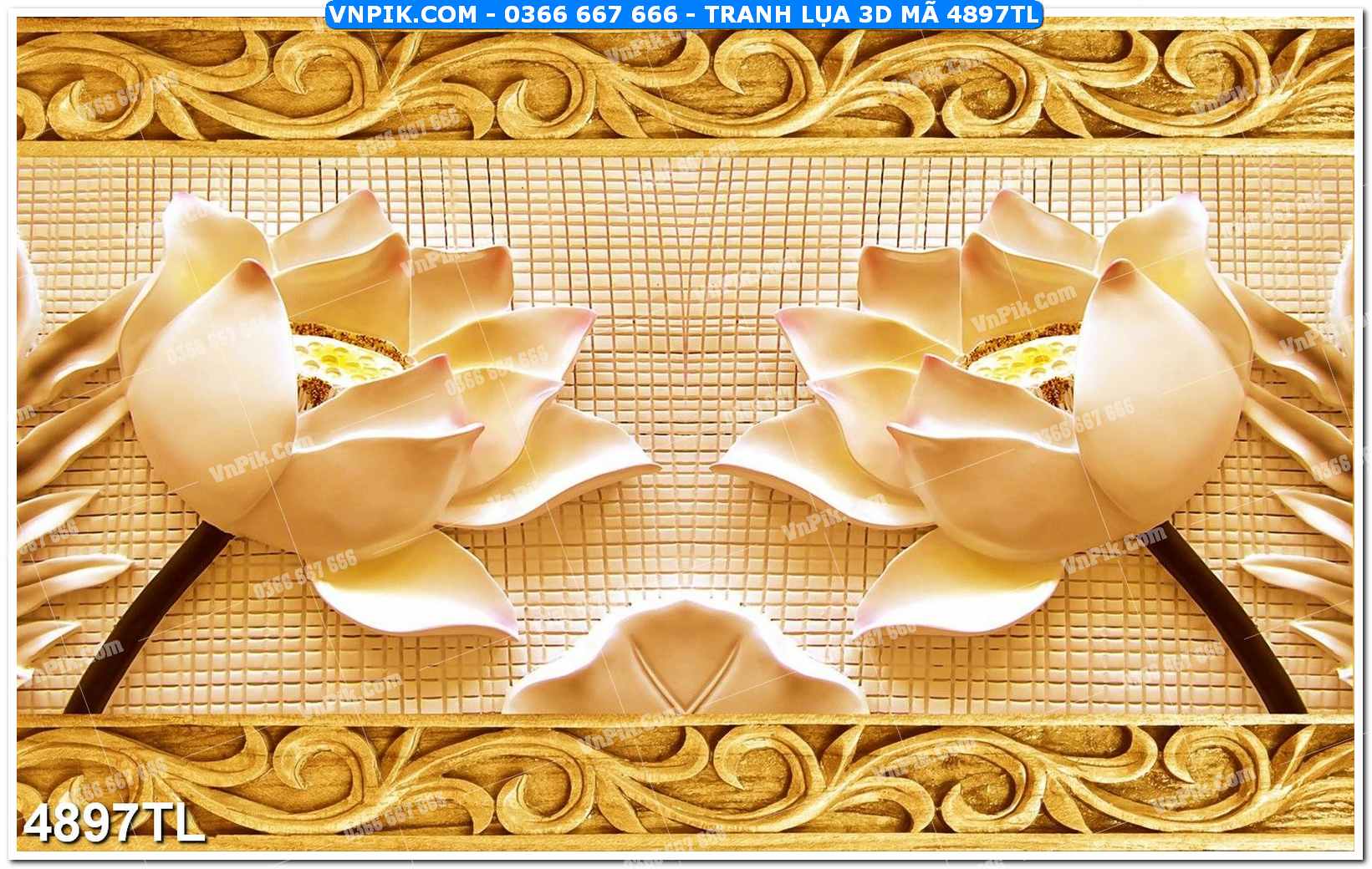 Tranh lụa 3D – Tranh trang trí dán tường 4897TL