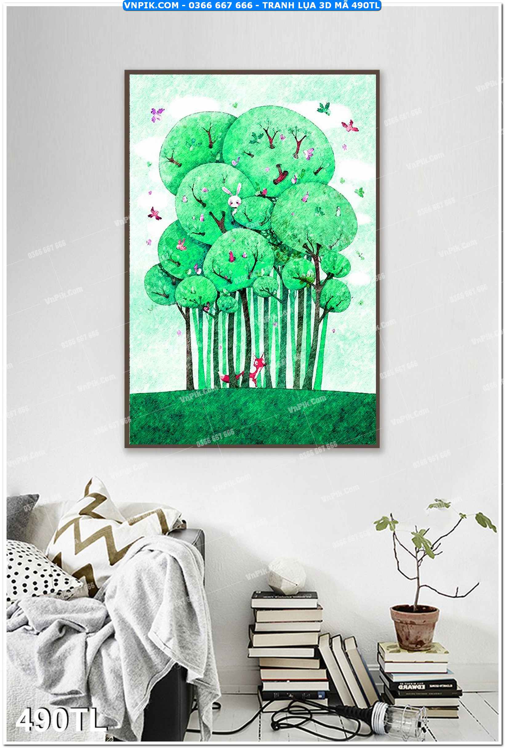 Tranh lụa 3D – Tranh trang trí dán tường 490TL