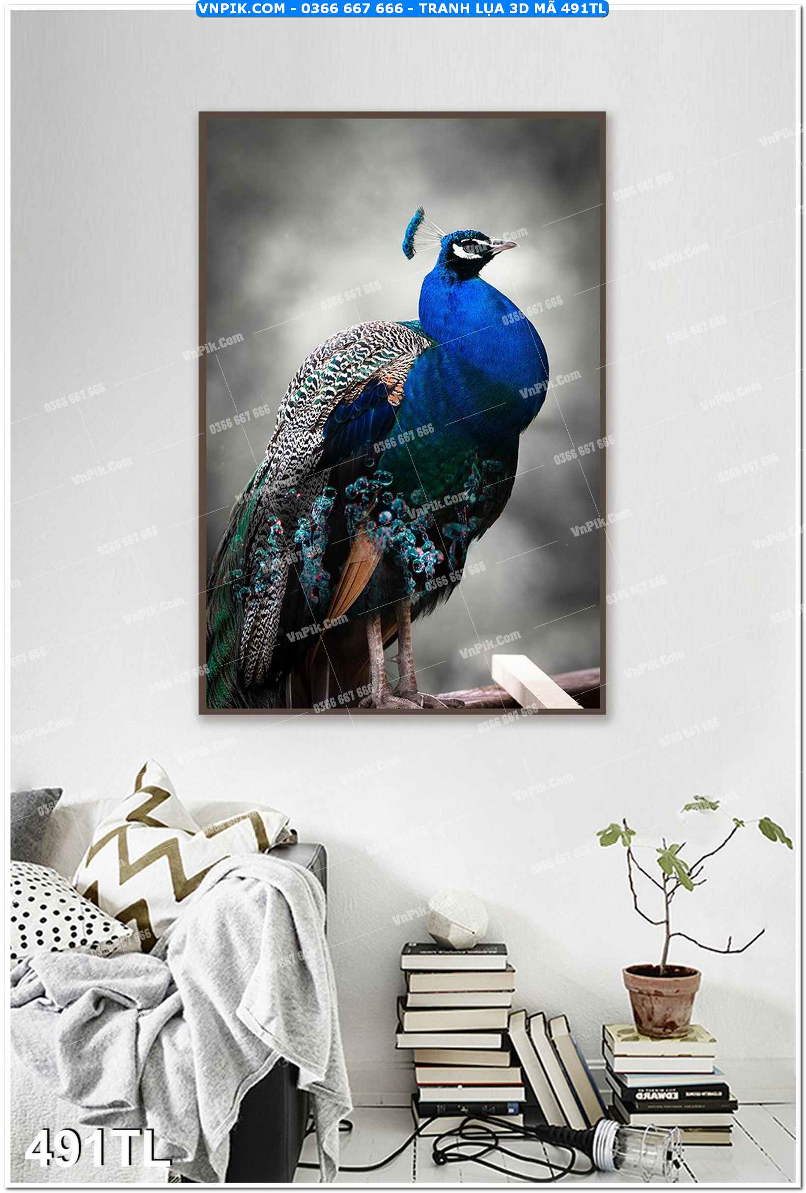 Tranh lụa 3D – Tranh trang trí dán tường 491TL