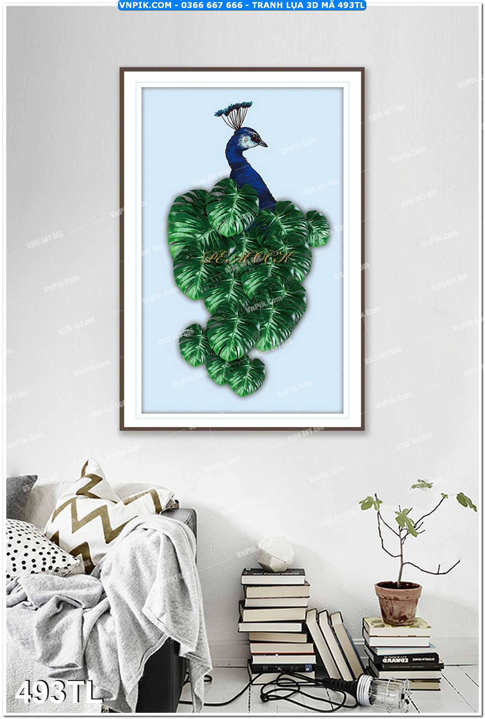 Tranh lụa 3D – Tranh trang trí dán tường 493TL