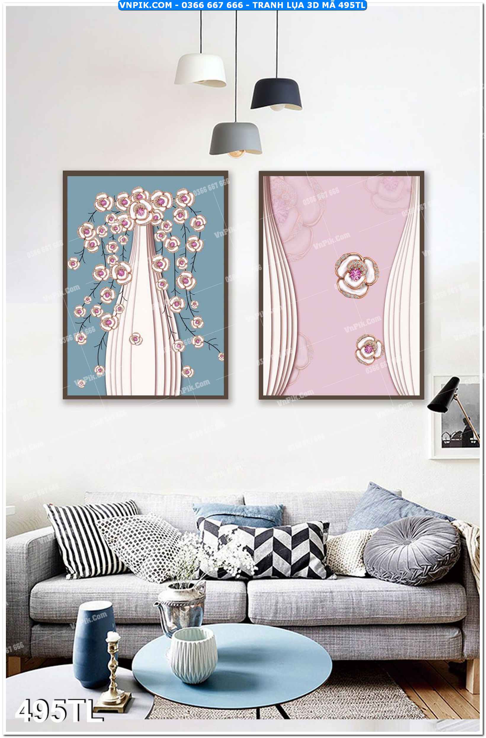 Tranh lụa 3D – Tranh trang trí dán tường 495TL