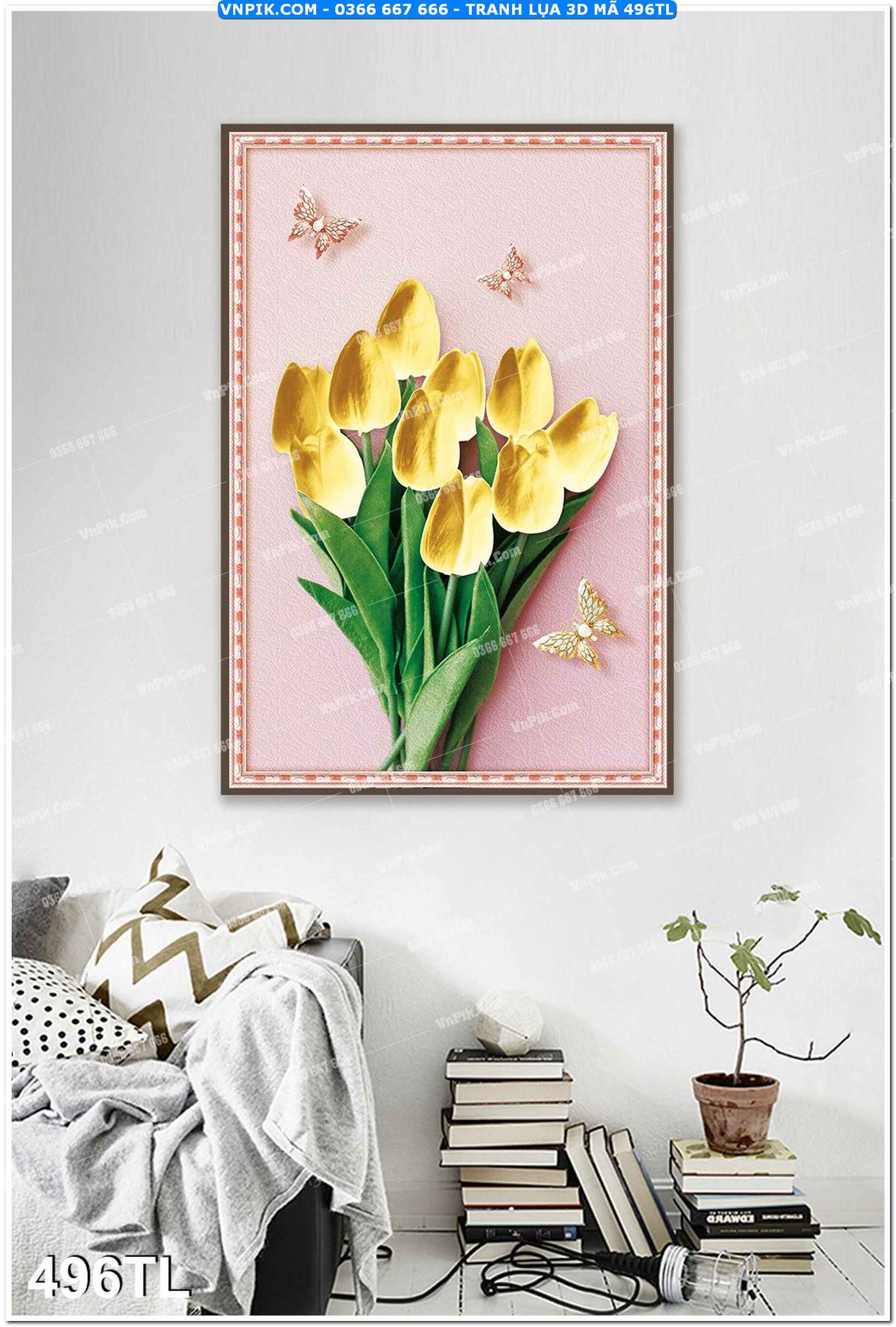 Tranh lụa 3D – Tranh trang trí dán tường 496TL