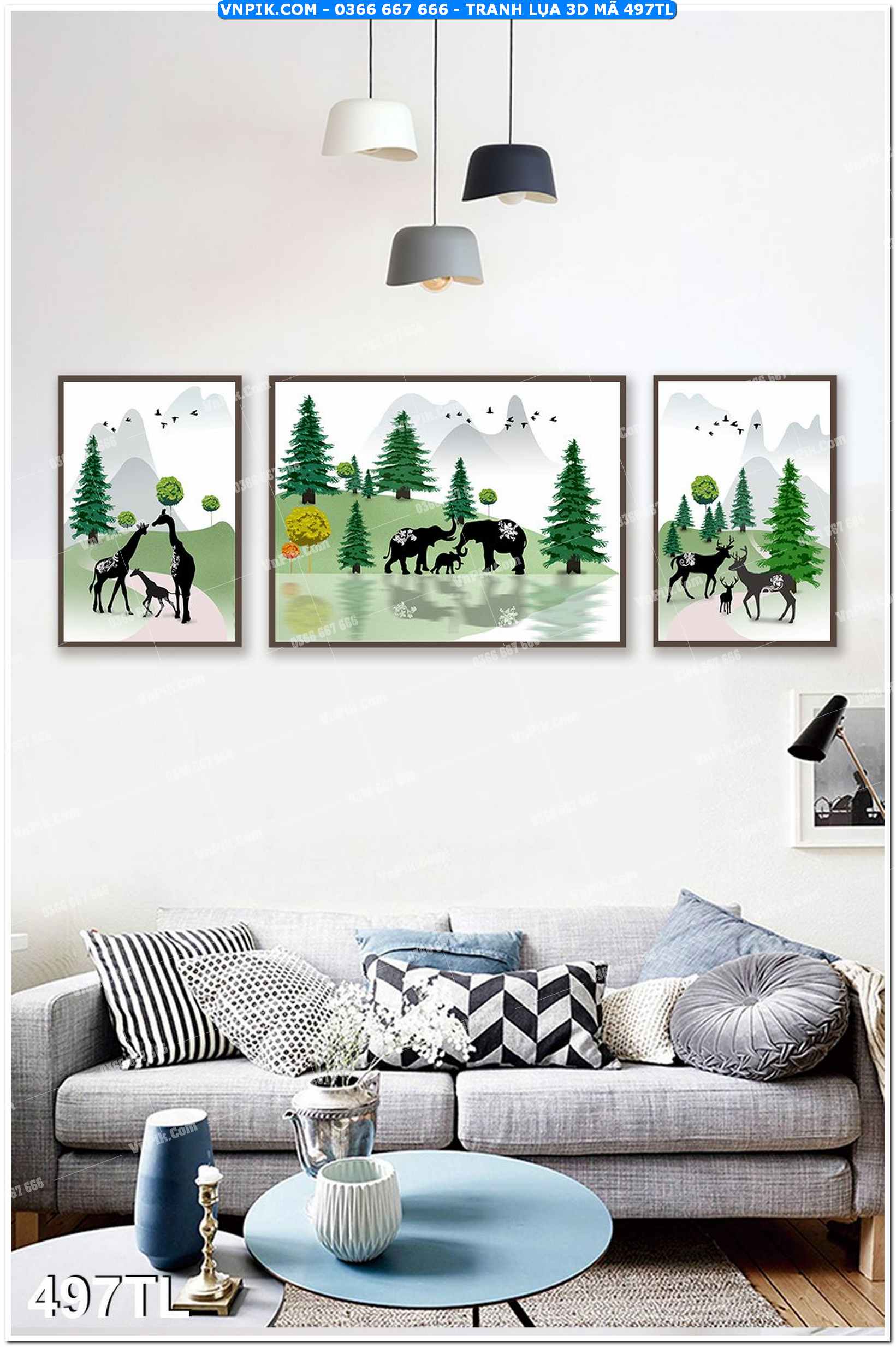 Tranh lụa 3D – Tranh trang trí dán tường 497TL