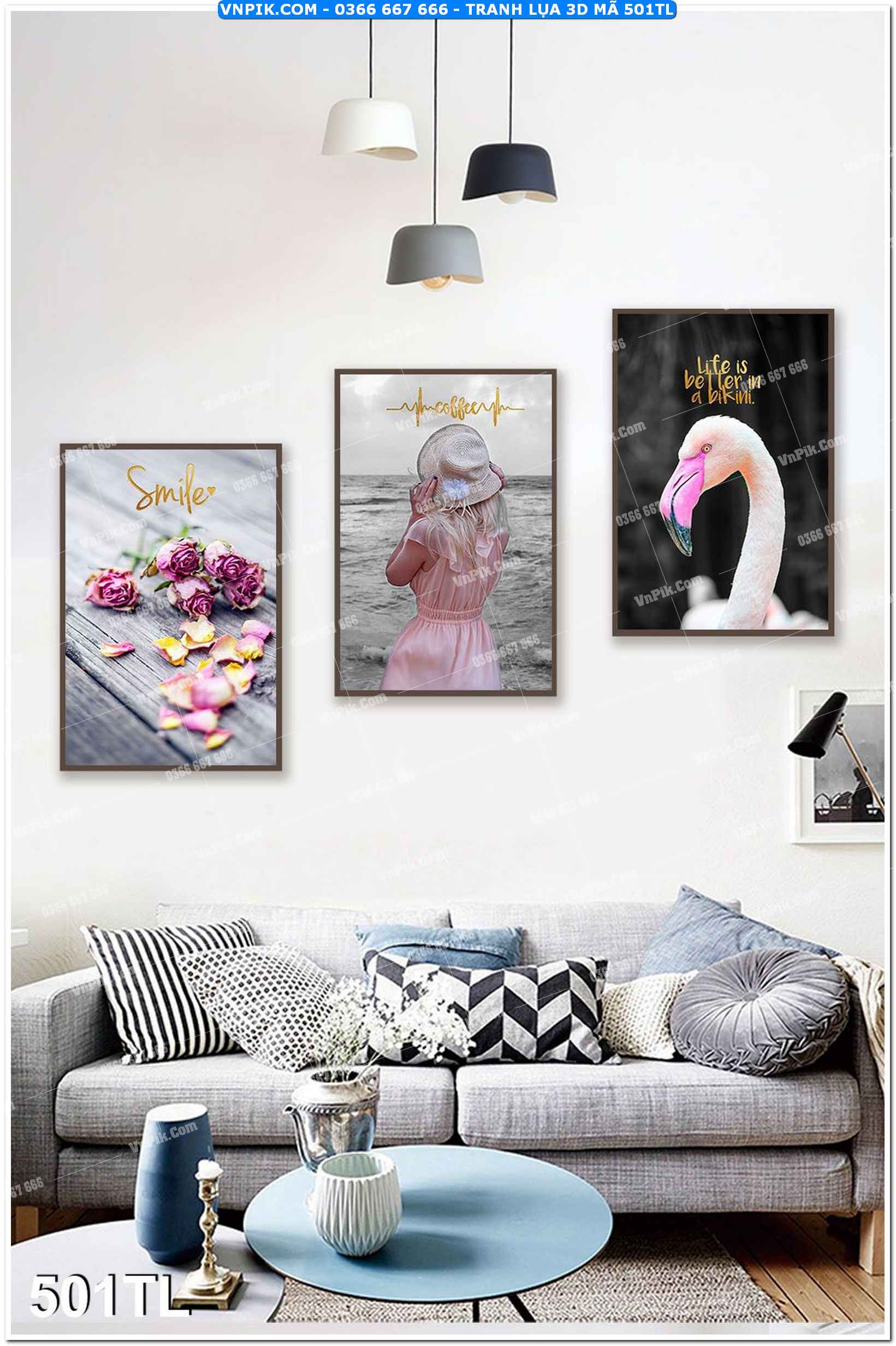 Tranh lụa 3D – Tranh trang trí dán tường 501TL